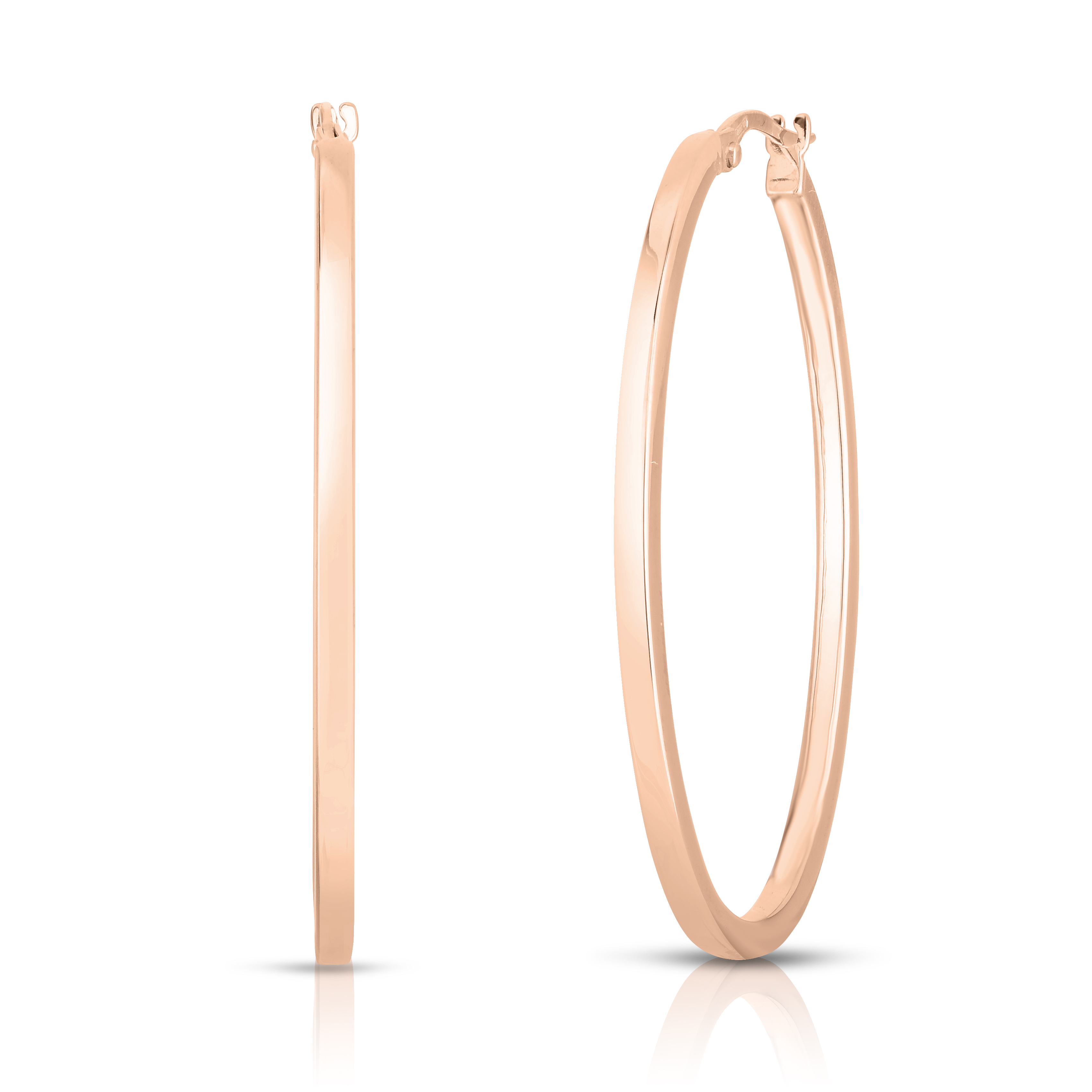 18k Rose Gold The Perfect Hoop® Large Square Edged Oval Earrings