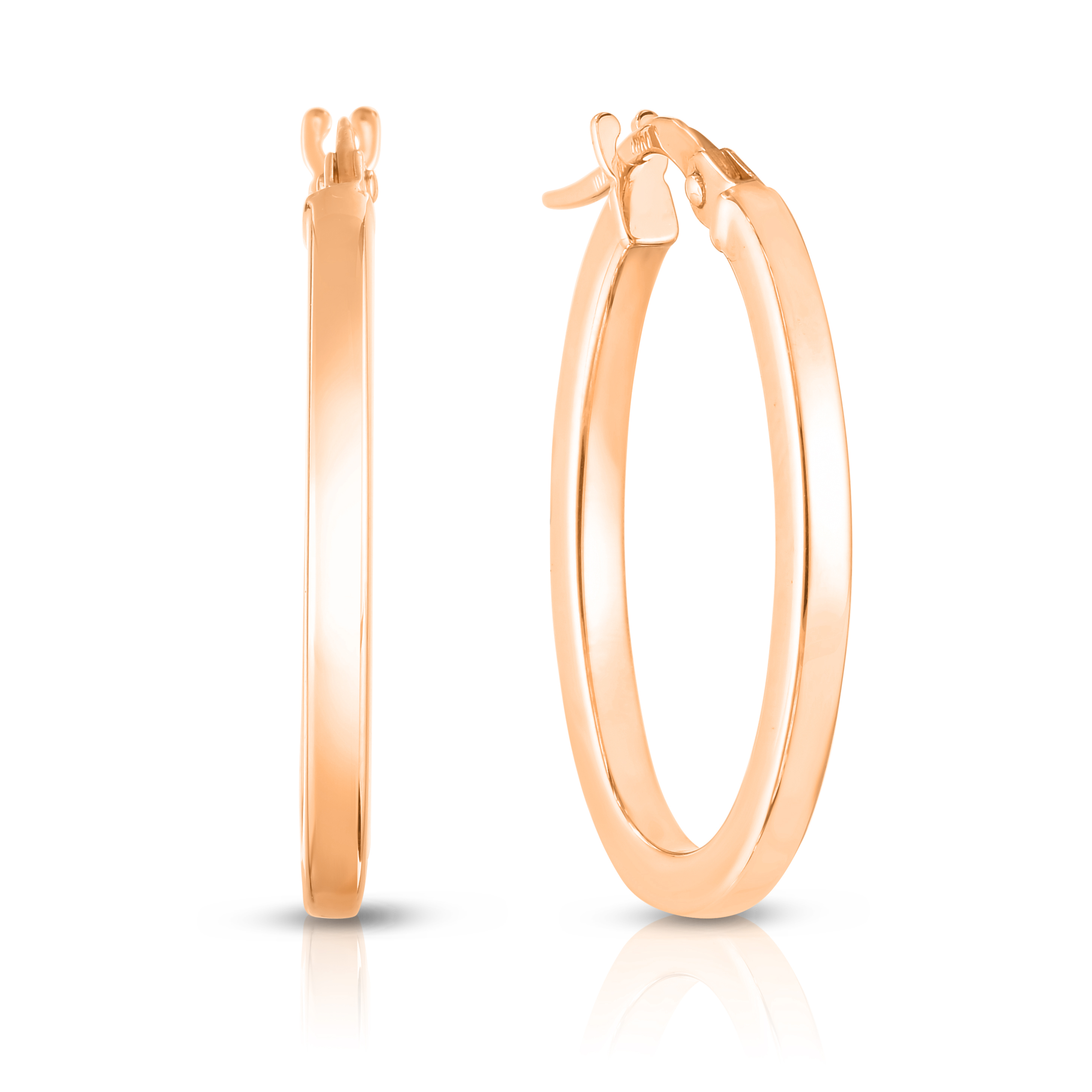 18k Rose Gold The Perfect Hoop® Petite Square Edged Oval Earrings