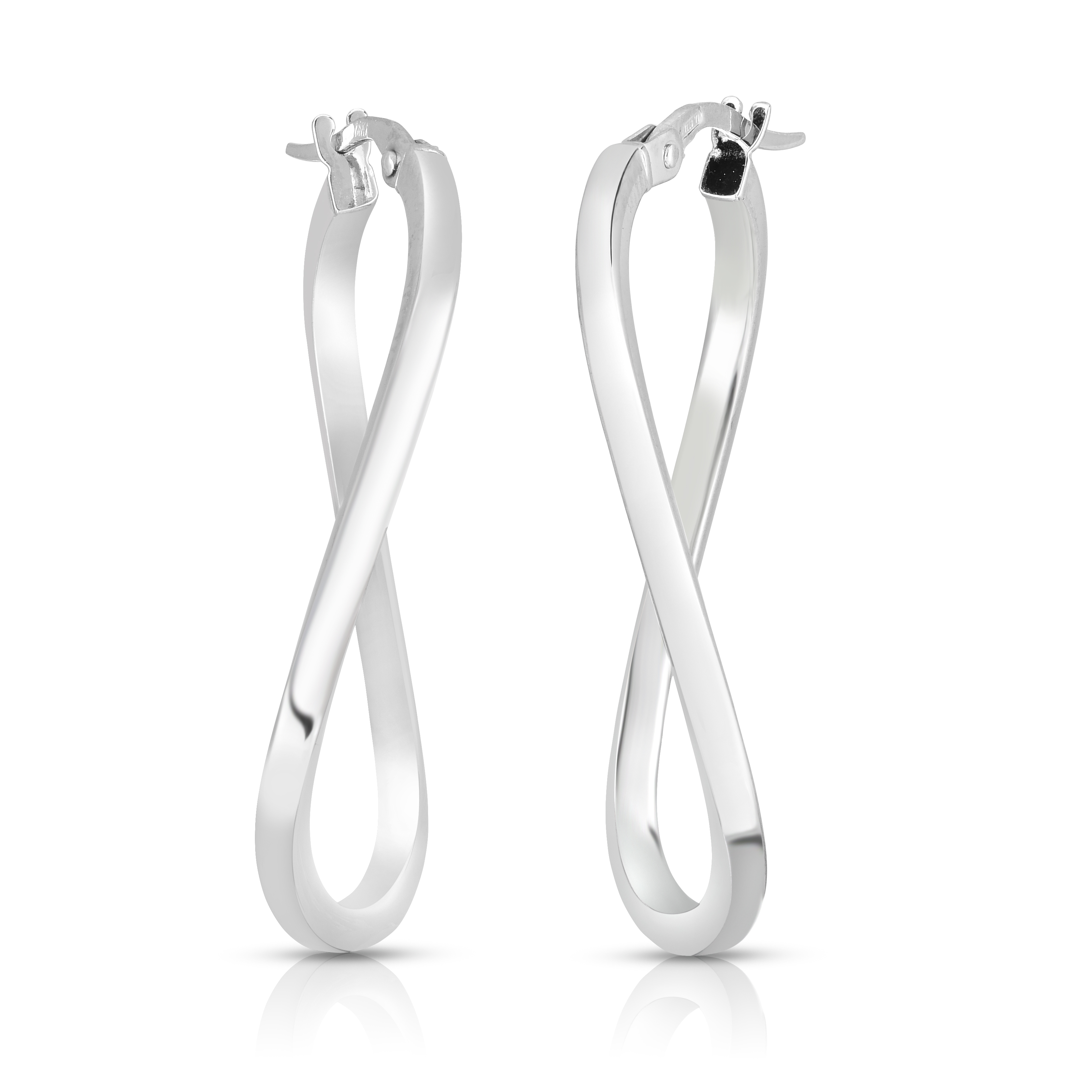 18k White Desinger Gold Twist Hoop Earrings