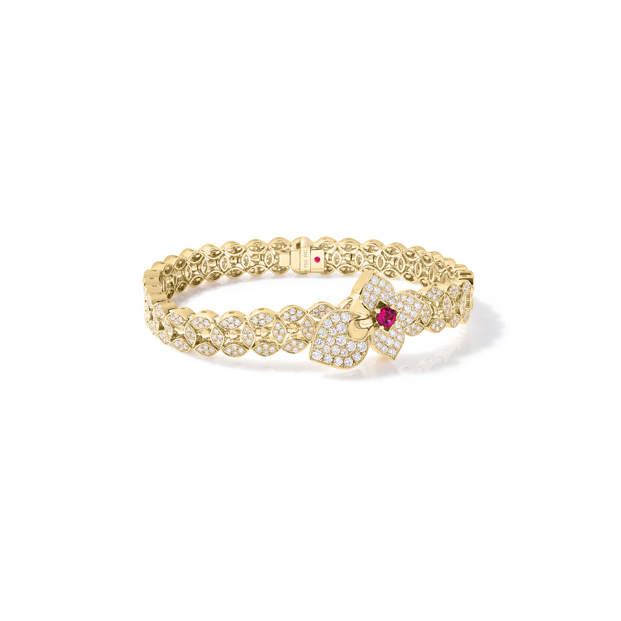 18k Yellow Gold Venetian Princess Diamond & Rubellite Bracelet