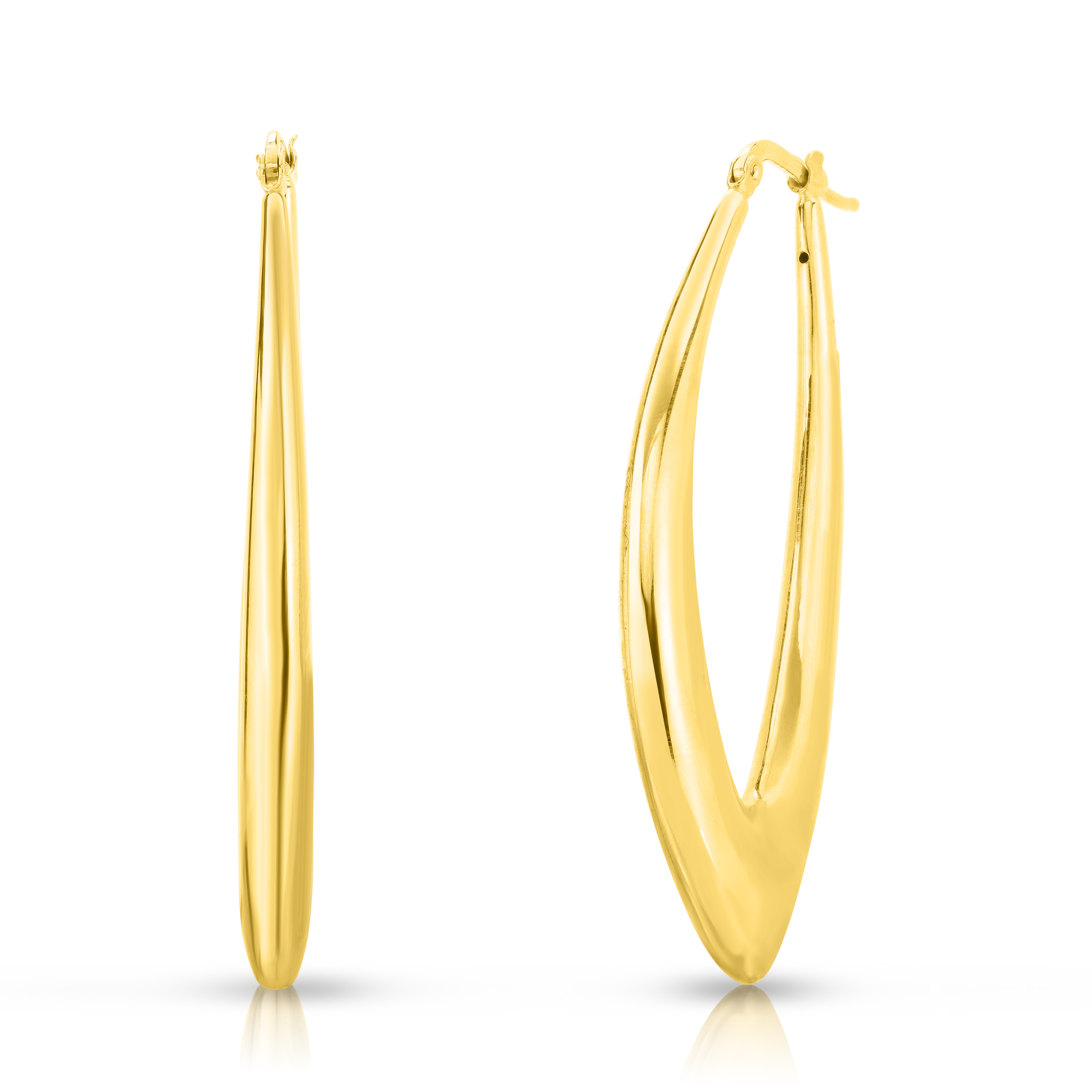 18k Yellow Designer Gold Abstract Hoop Earrings