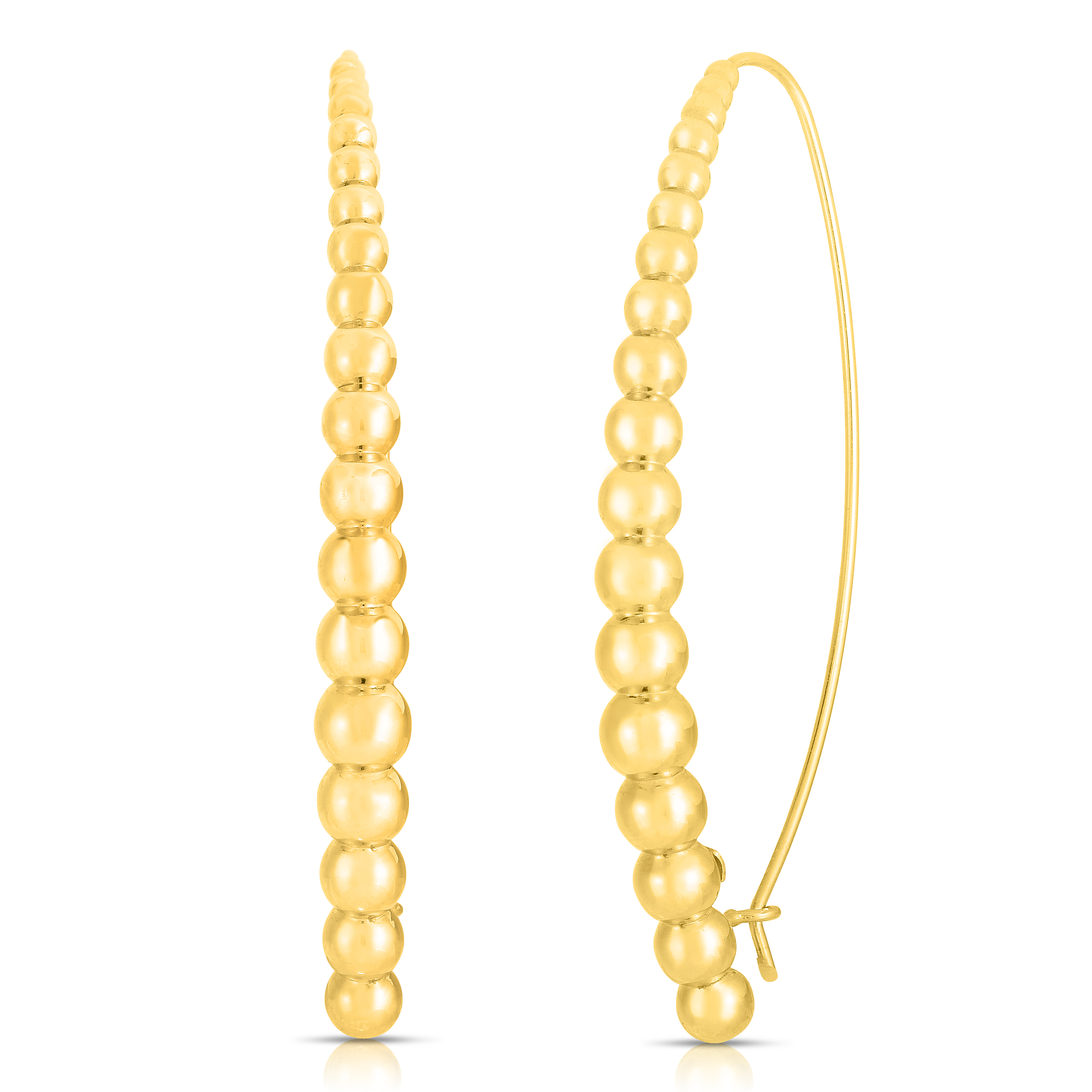 18k Yellow Designer Gold Graduated Bead Threader Earrings
