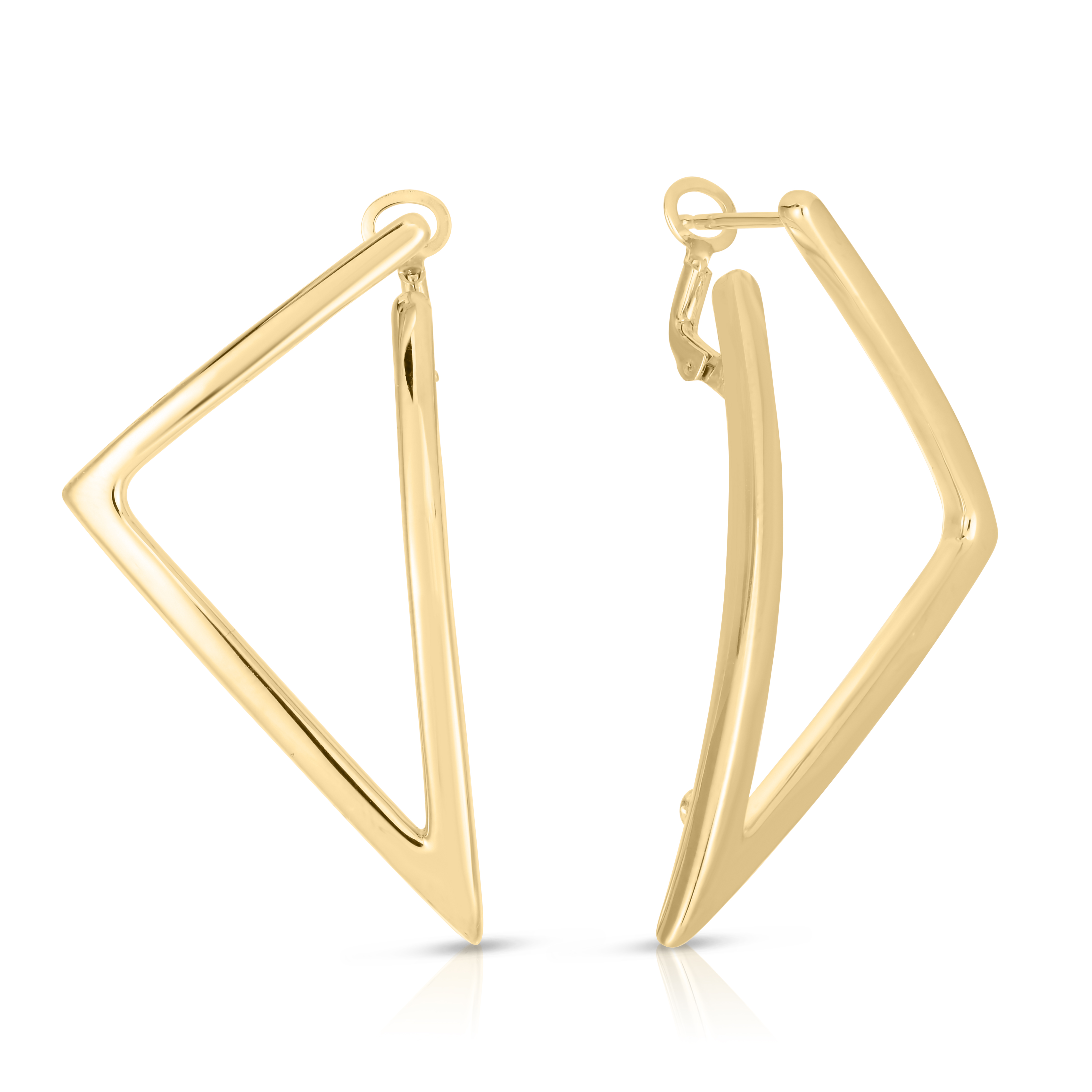 18k Yellow Designer Gold Medium Triangle Earrings