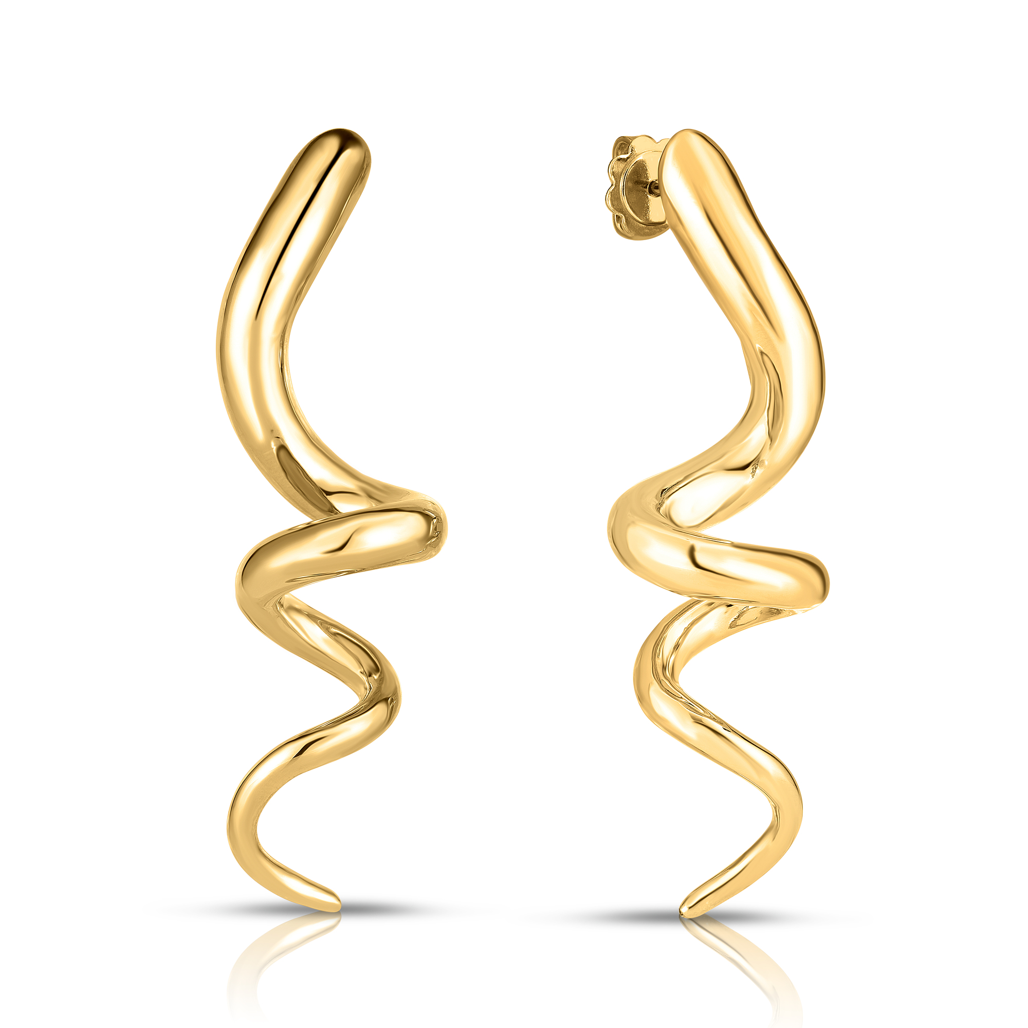 18k Yellow Designer Gold Spiral Earrings