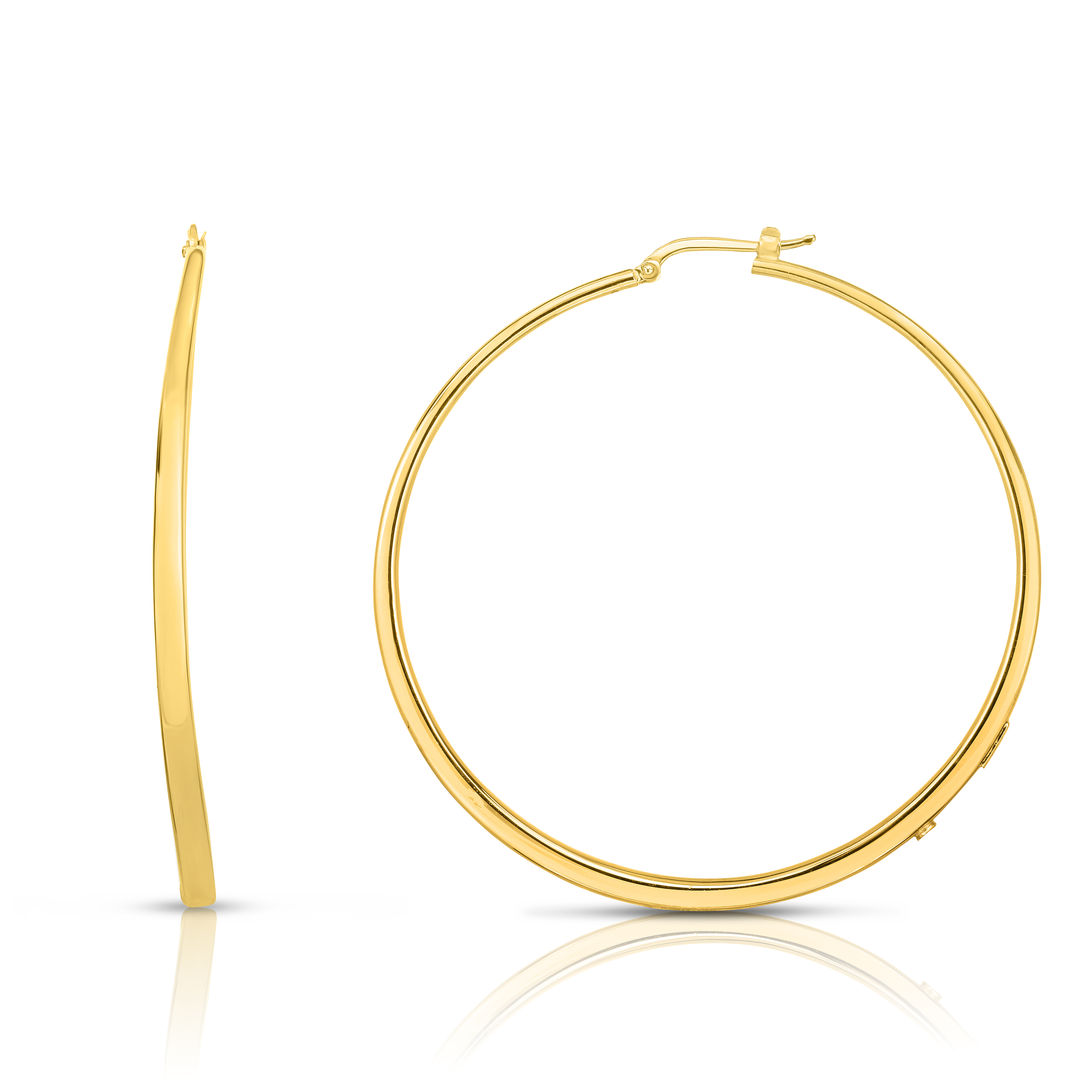 18k Yellow Designer Gold Extra Large Graduated Hoop Earrings