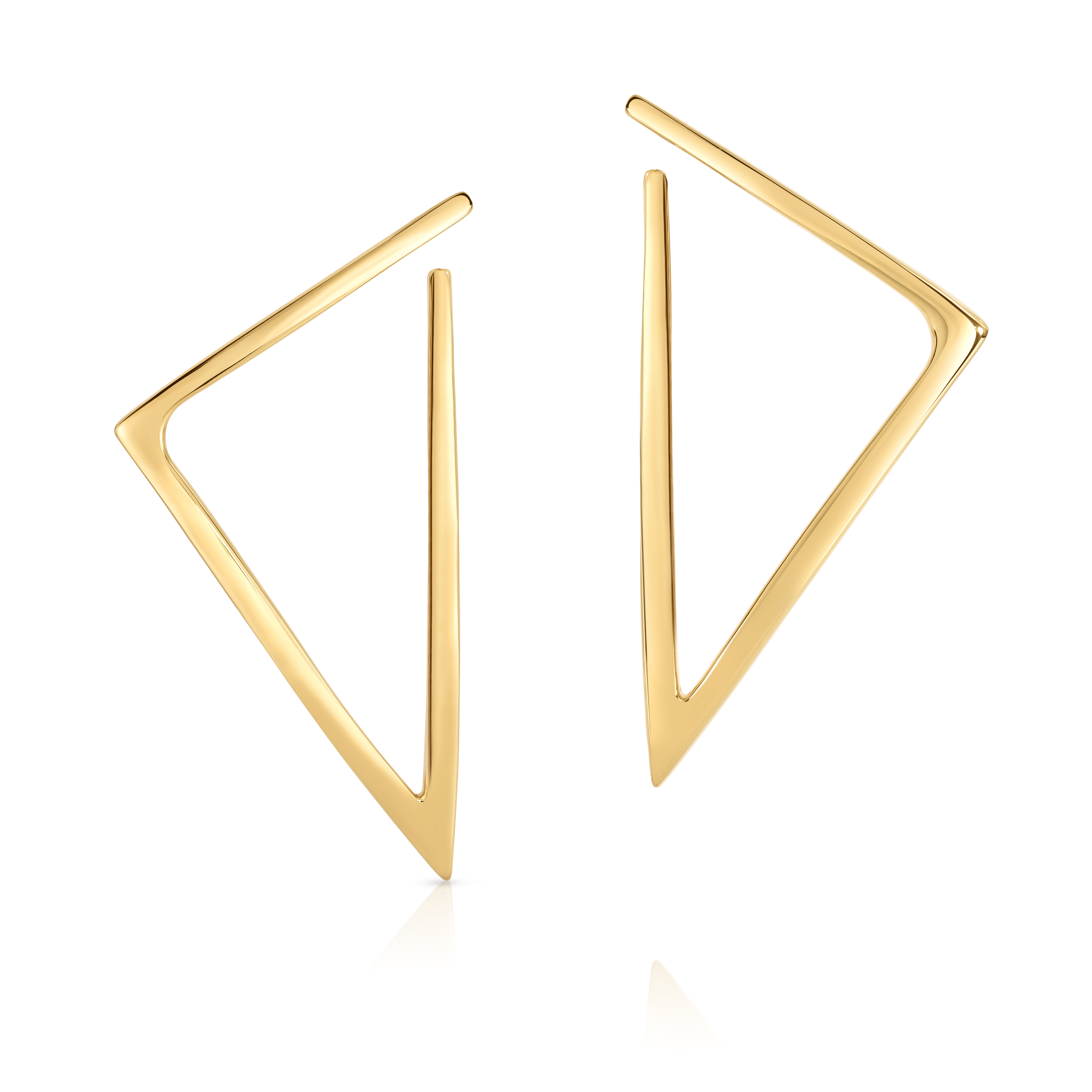 18k Yellow Designer Gold Large Triangle Earrings