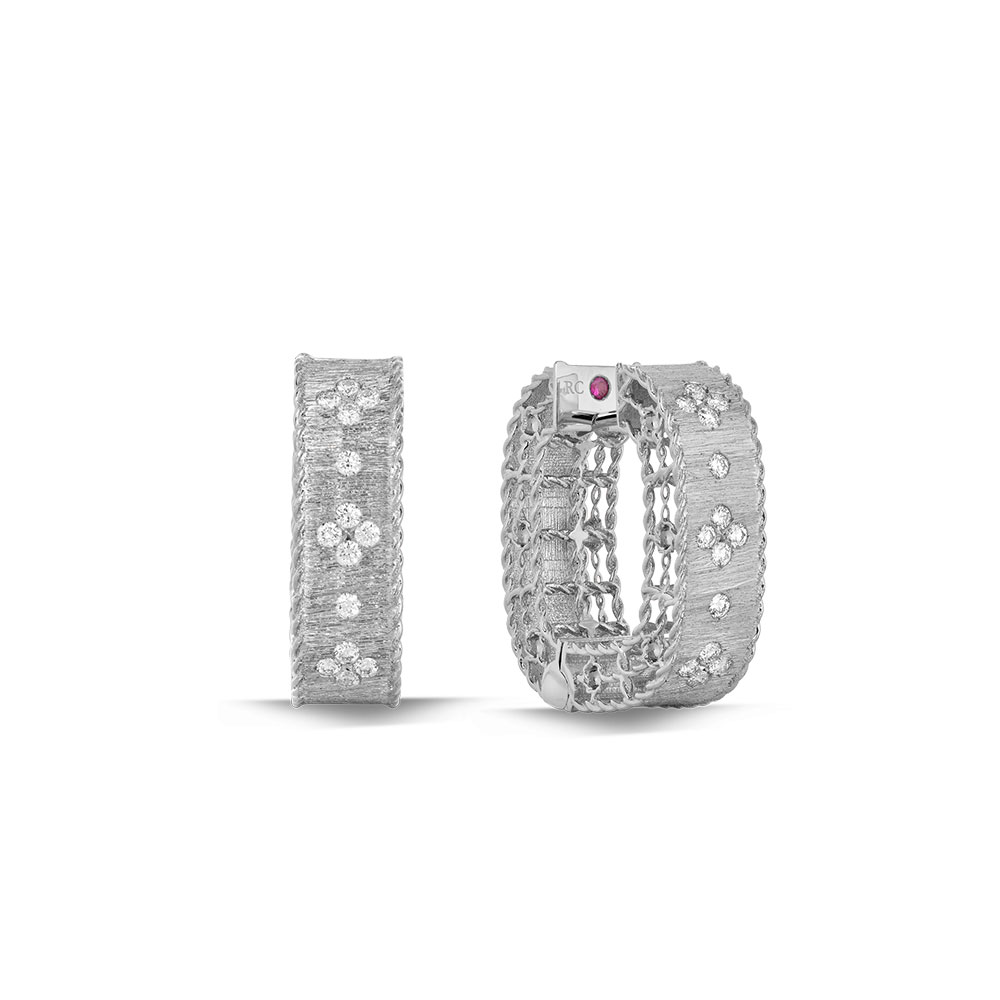 18k White Gold Princess Diamond Square Earrings