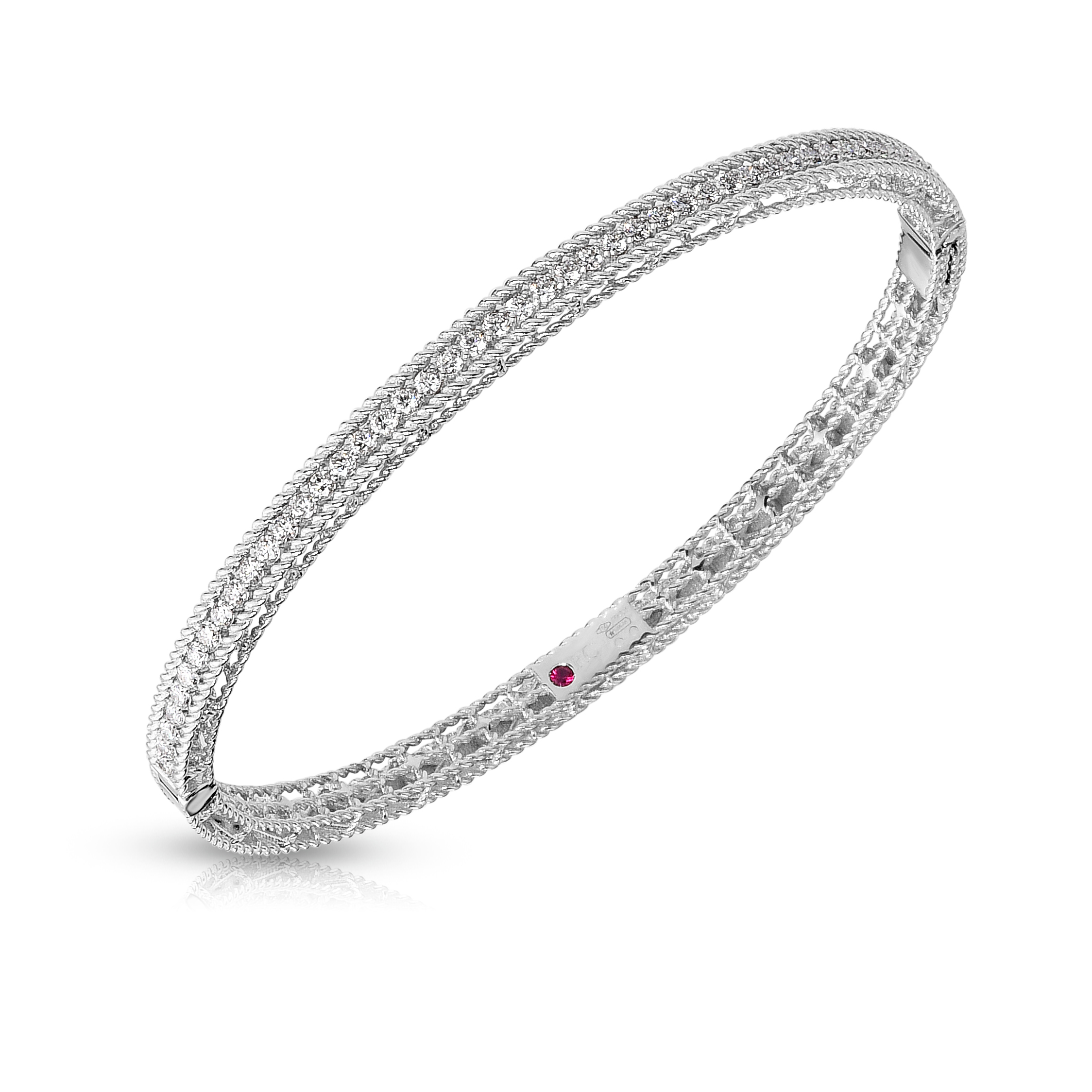 18k White Gold Princess Symphony Diamond Bangle