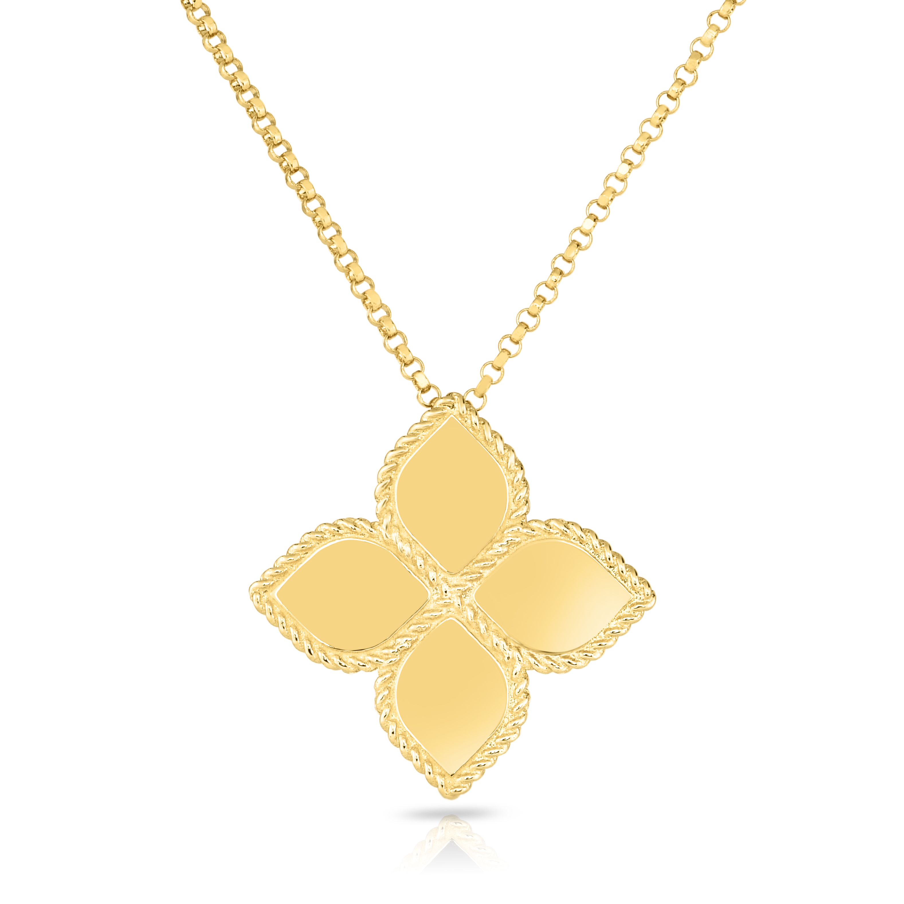 18k Yellow Gold Princess Flower Large Necklace