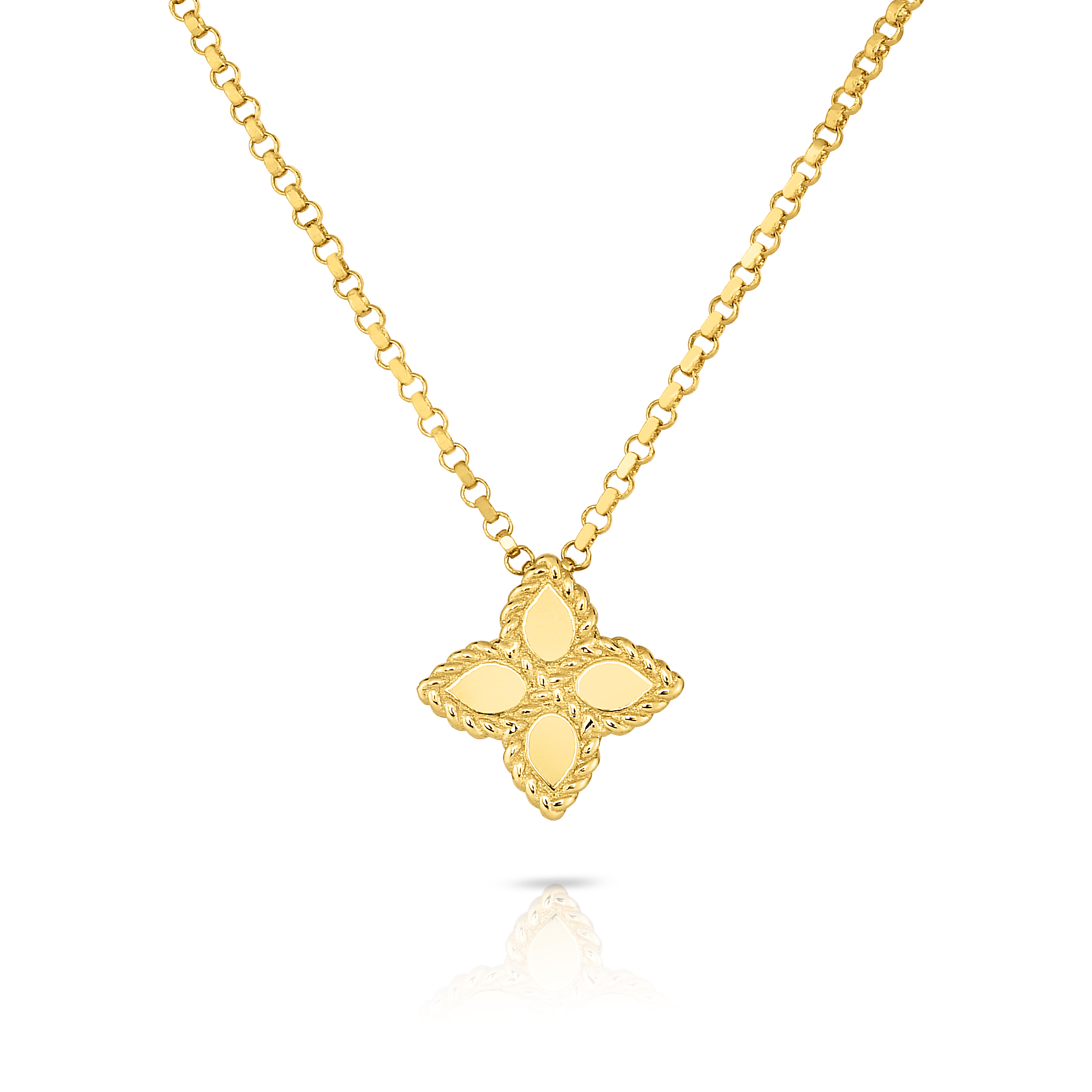 18k Yellow Gold Princess Flower Small Necklace