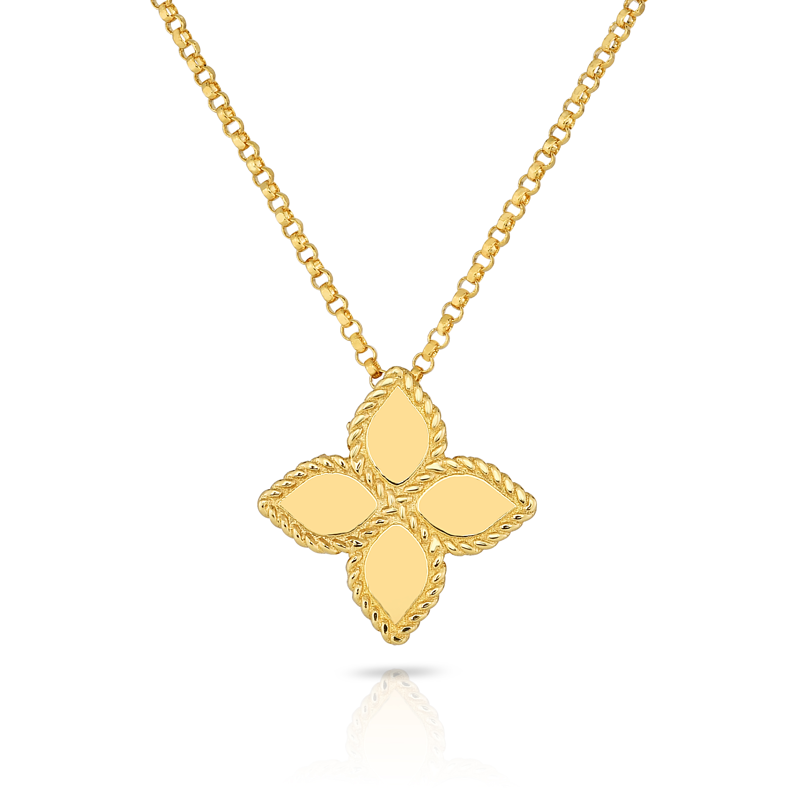 18k Yellow Gold Princess Flower Medium Necklace