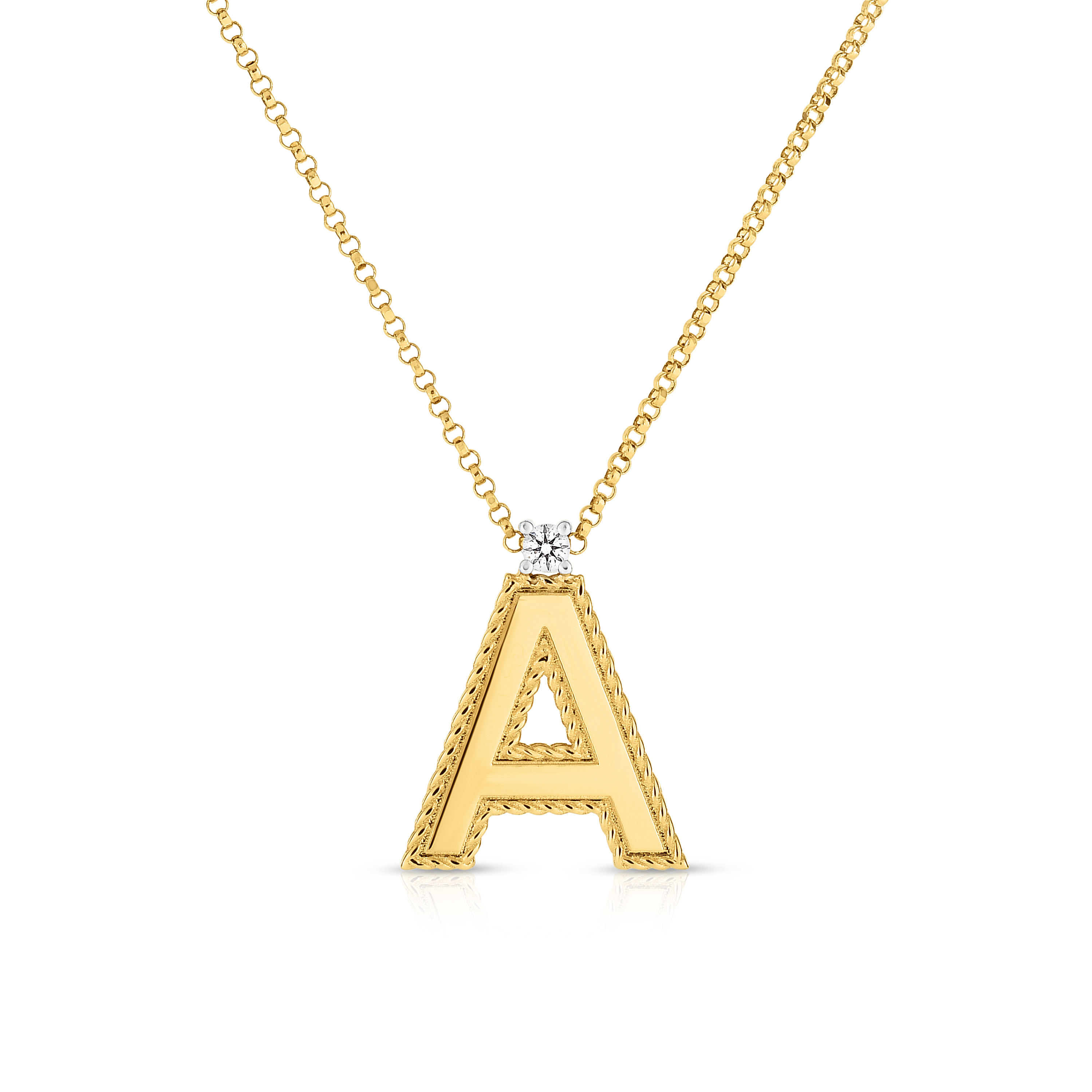 18k Yellow Gold Princess Block Letter a Necklace