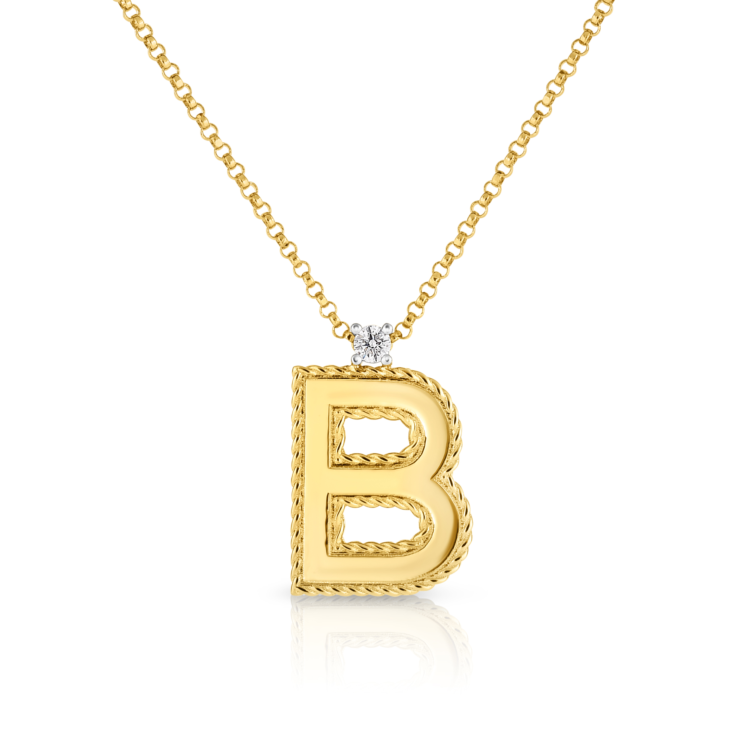 18k Yellow Gold Princess Block Letter b Necklace