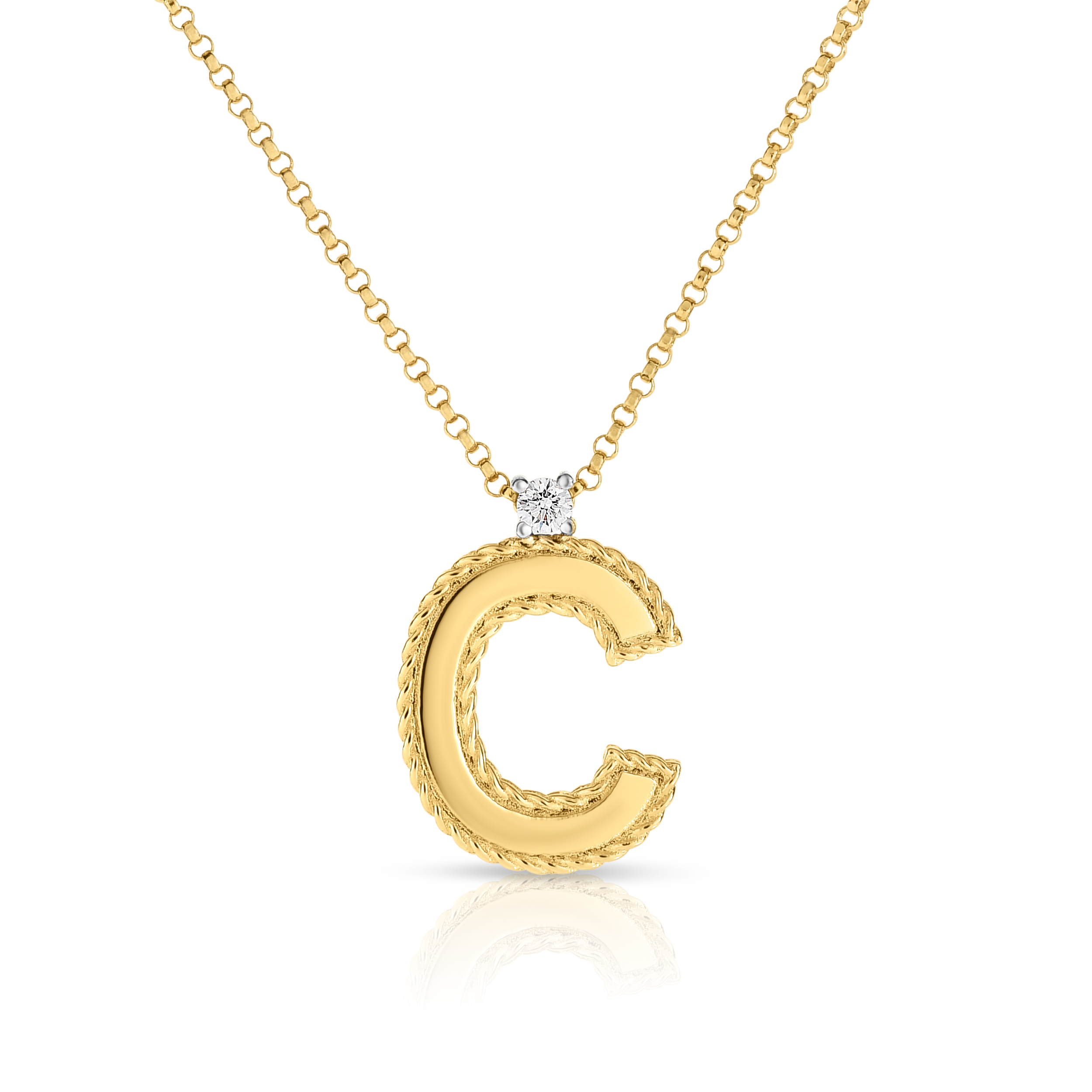 18k Yellow Gold Princess Block Letter c Necklace
