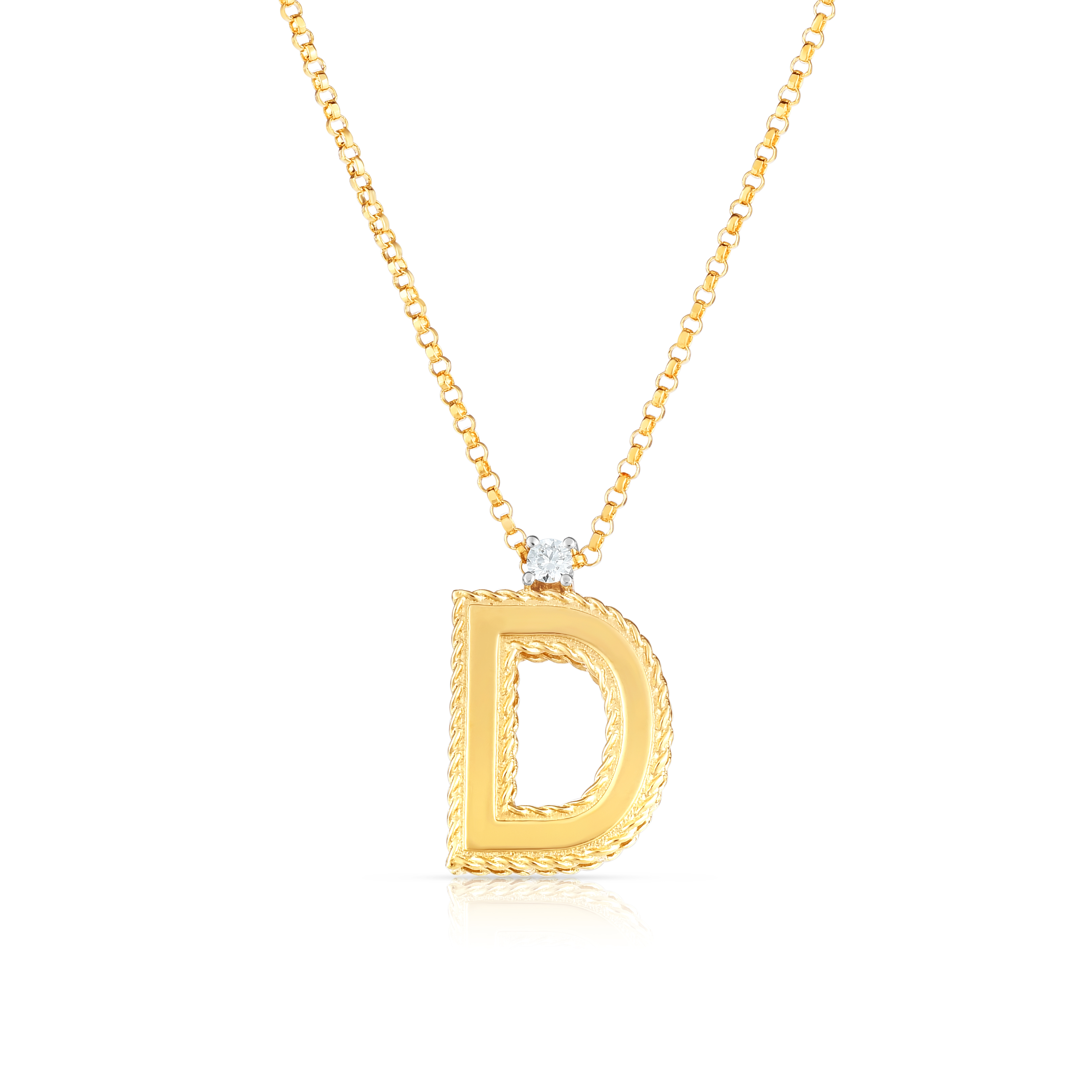 18k Yellow Gold Princess Block Letter d Necklace