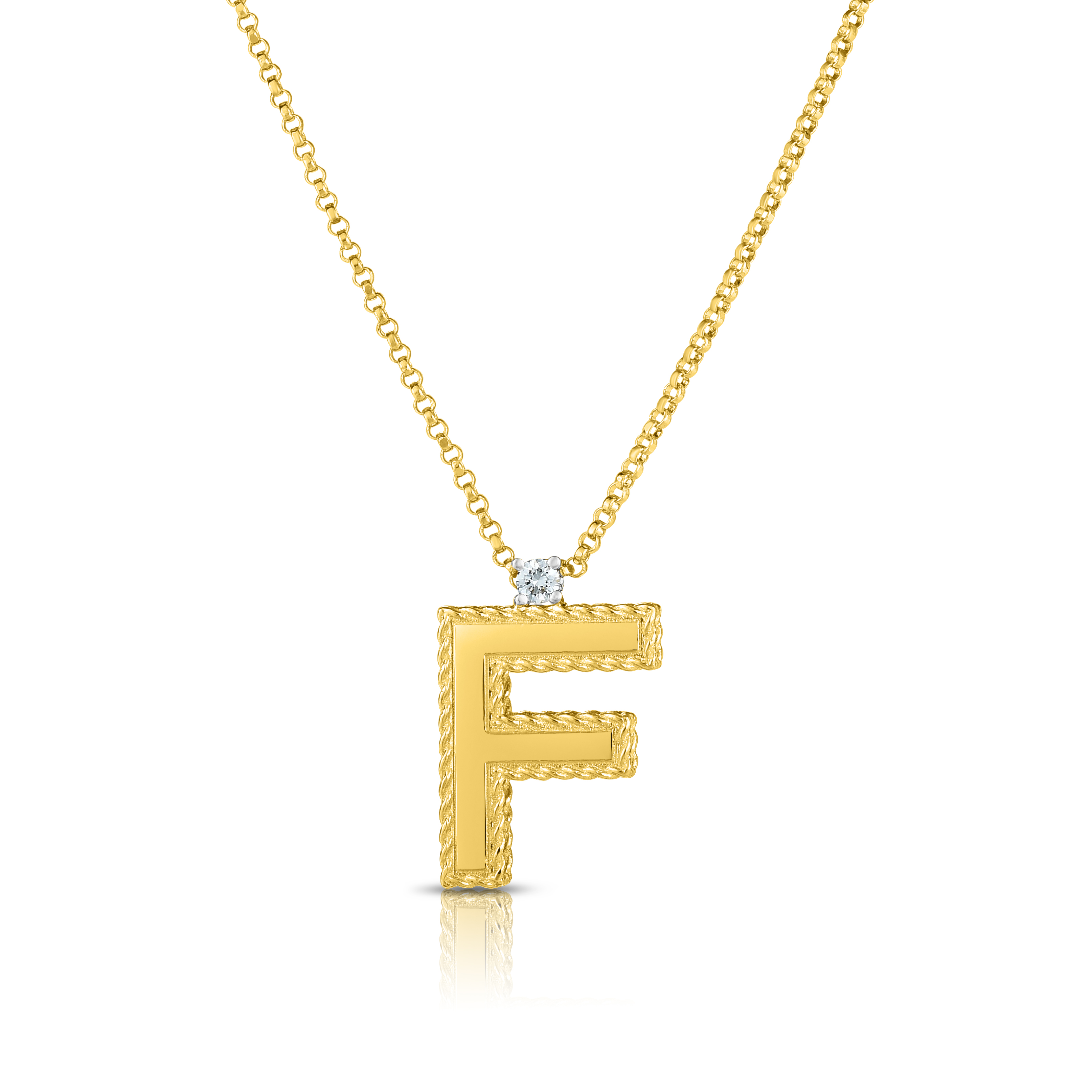 18k Yellow Gold Princess Block Letter f Necklace