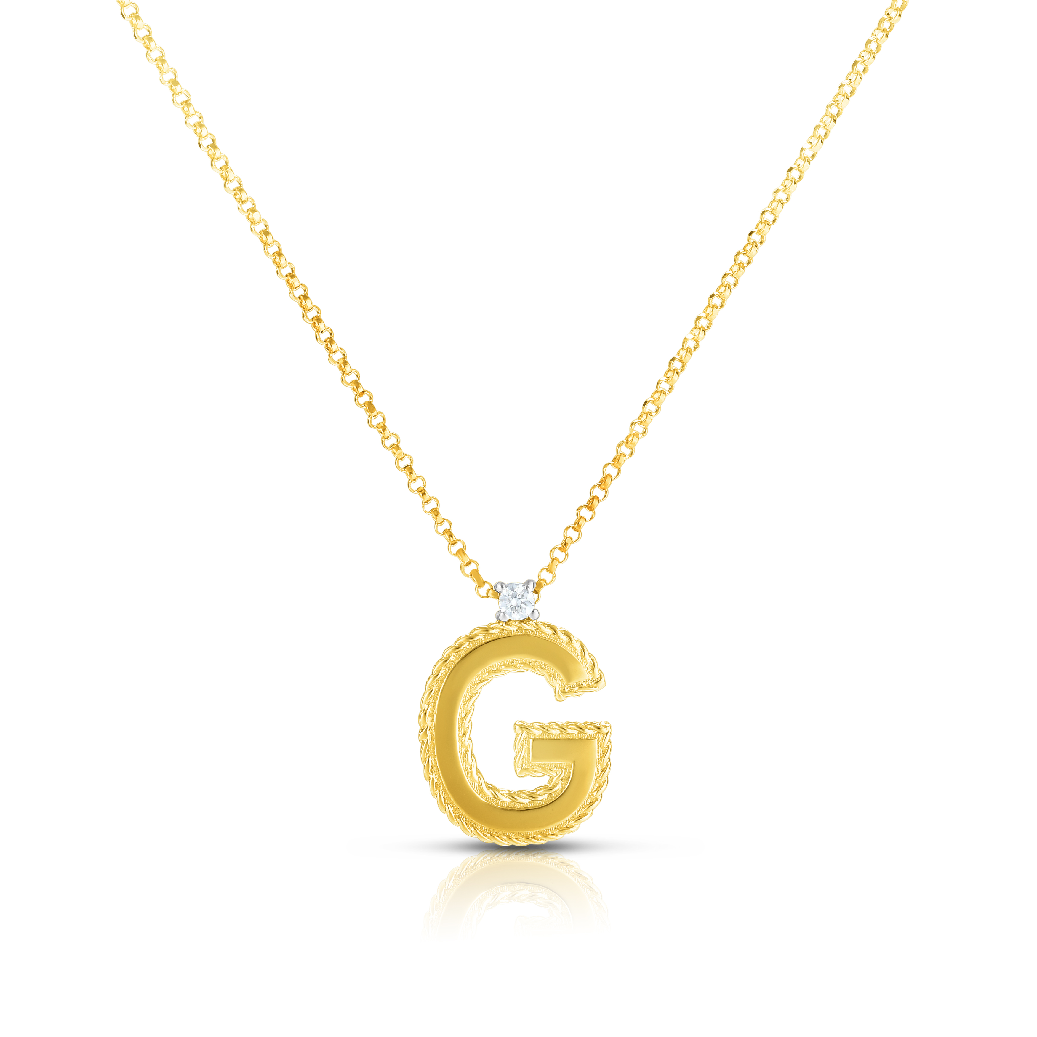 18k Yellow Gold Princess Block Letter g Necklace
