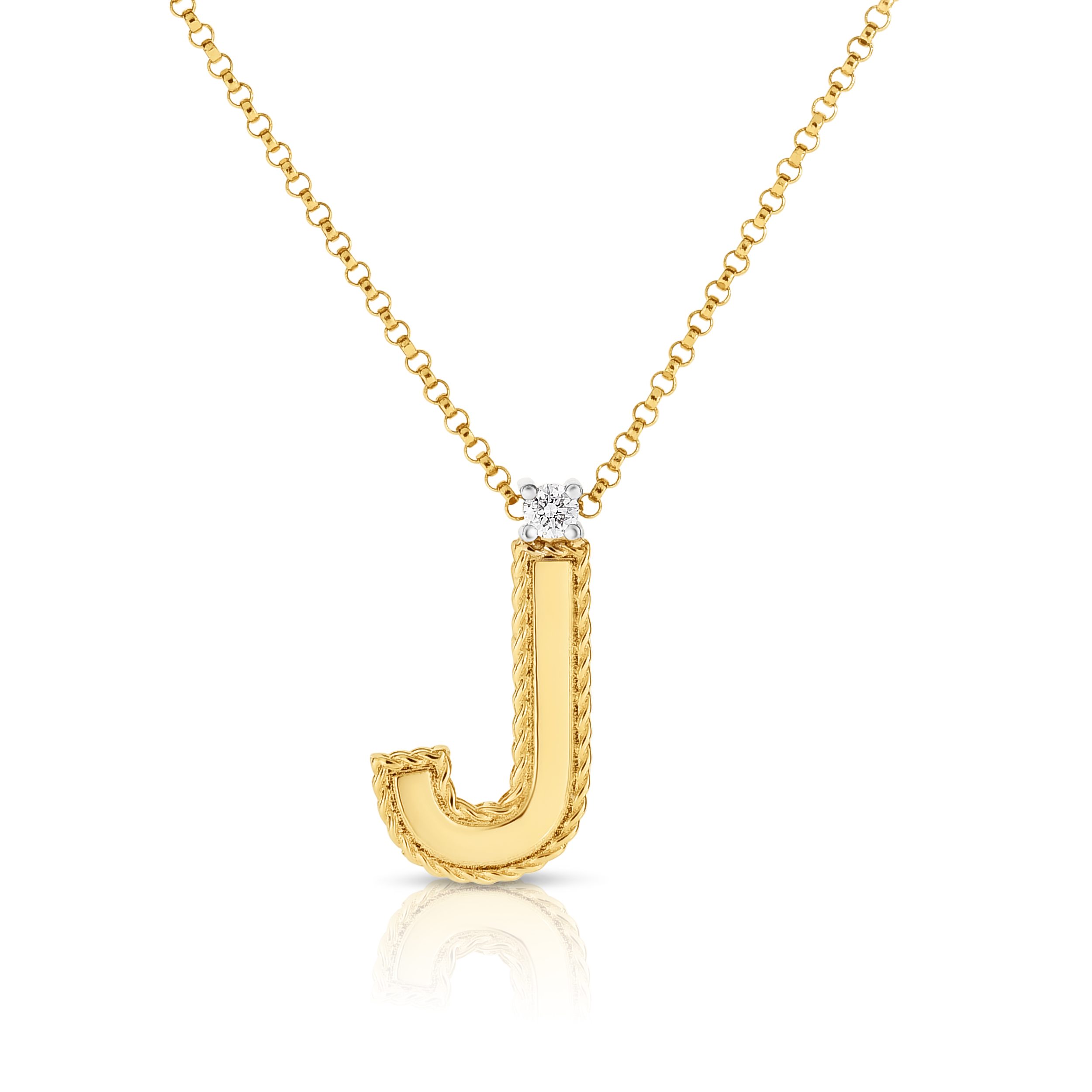 18k Yellow Gold Princess Block Letter j Necklace