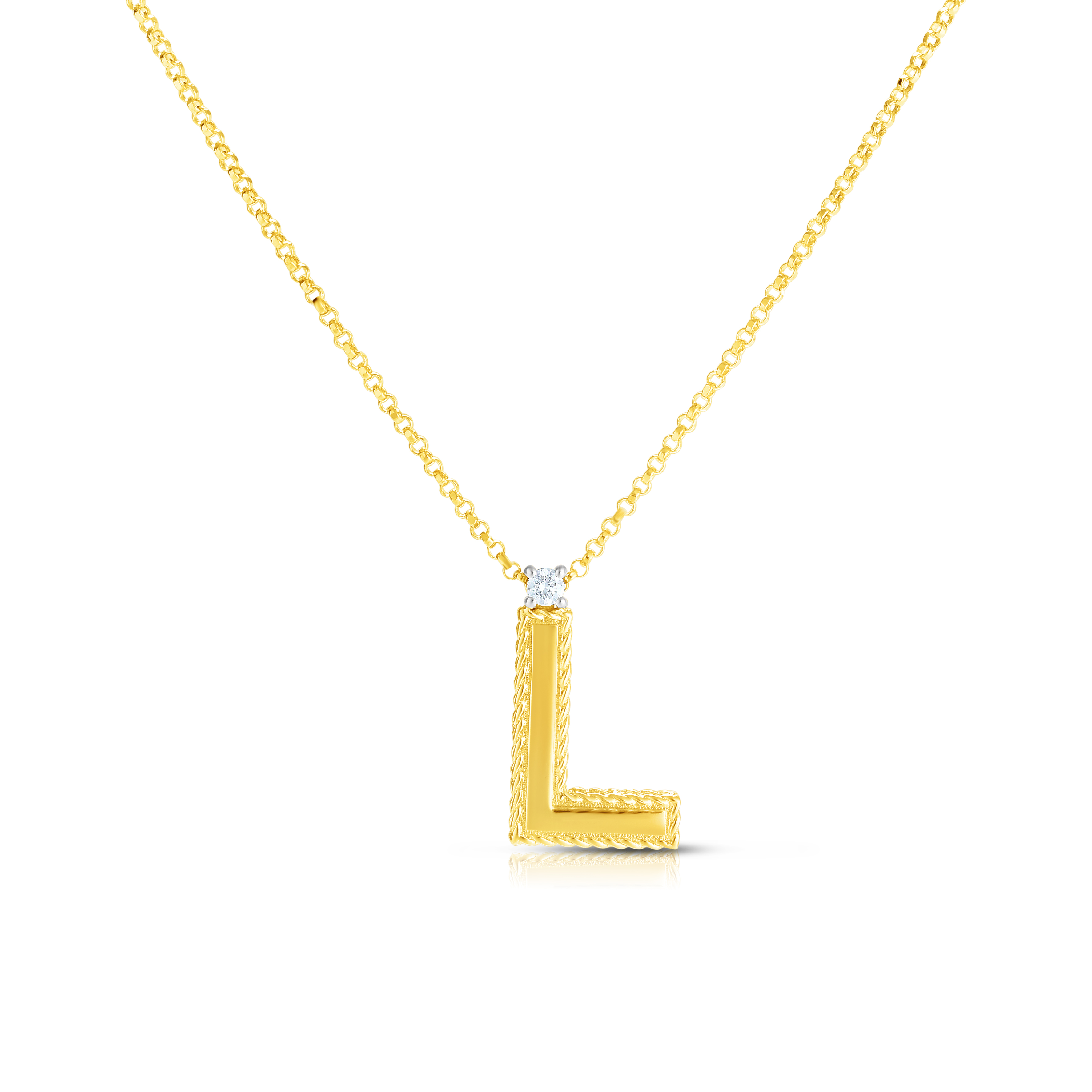 18k Yellow Gold Princess Block Letter l Necklace