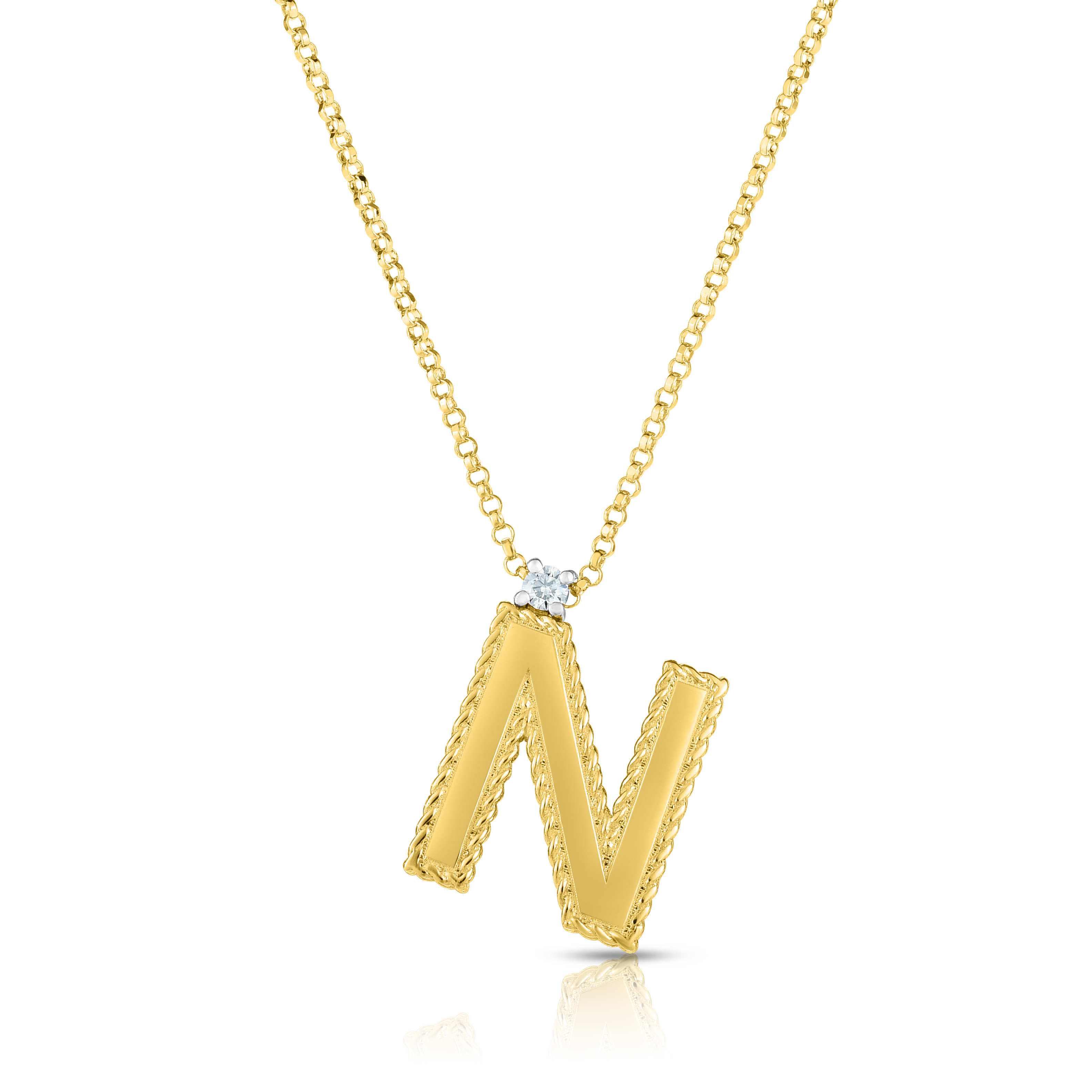 18k Yellow Gold Princess Block Letter n Necklace