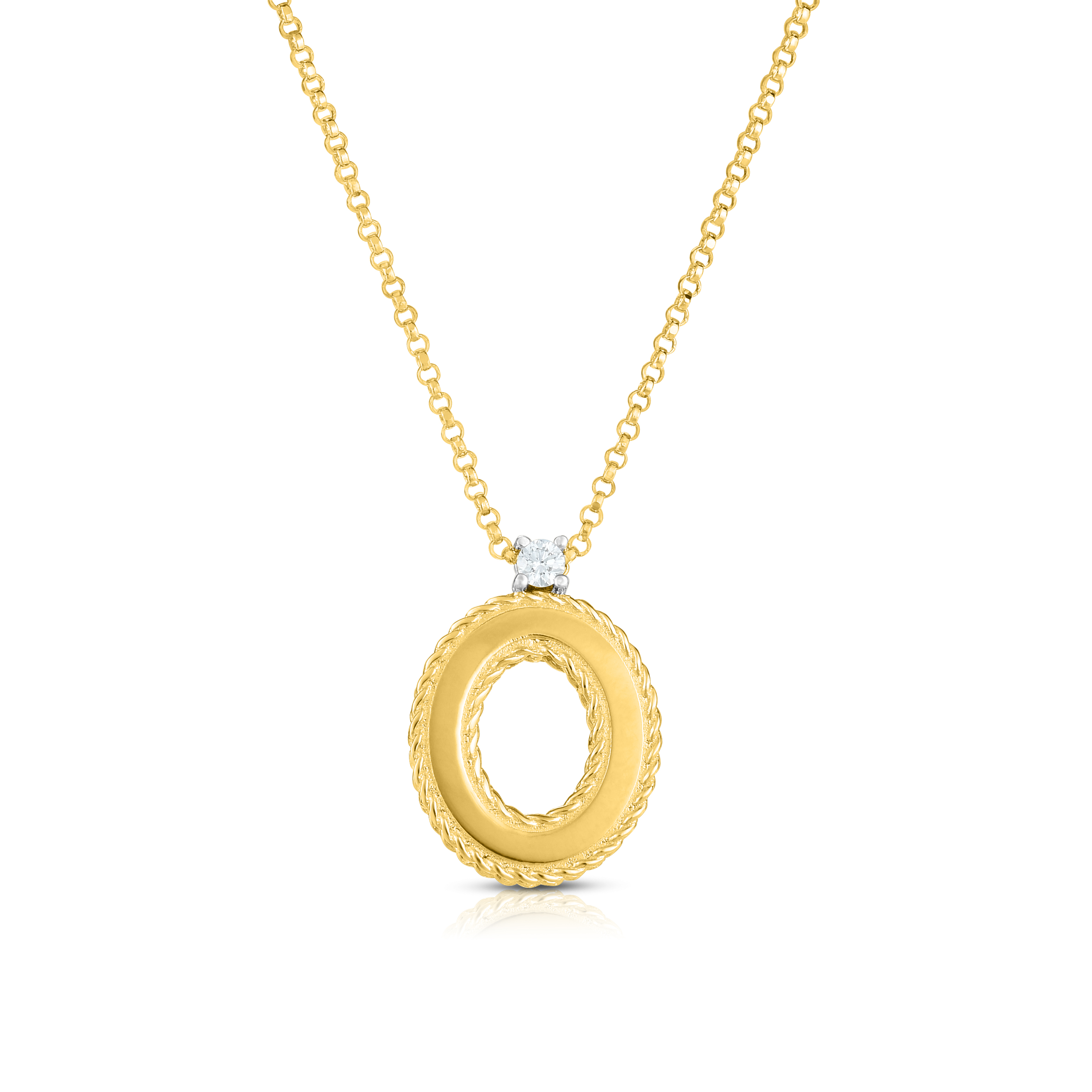 18k Yellow Gold Princess Block Letter o Necklace