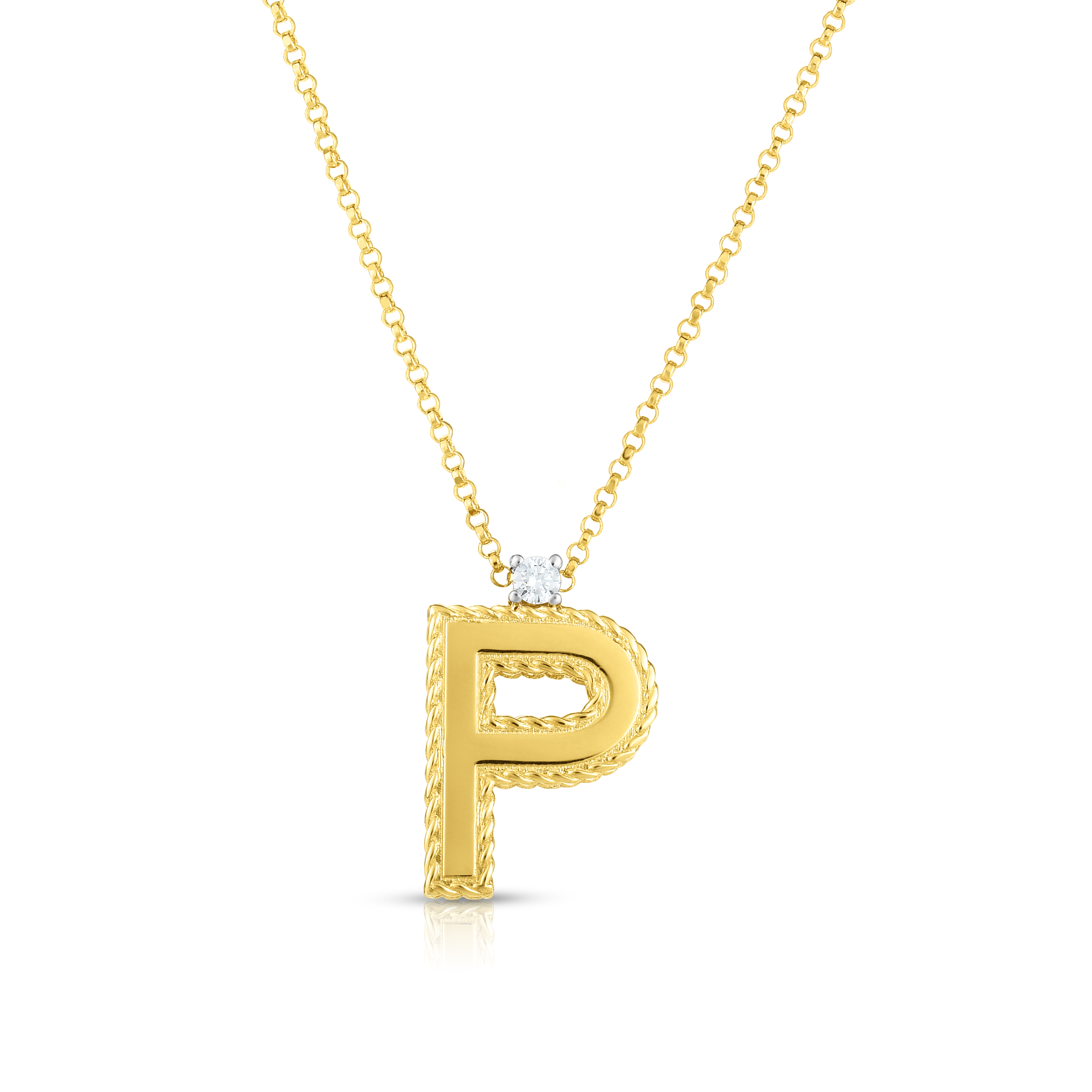 18k Yellow Gold Princess Block Letter p Necklace