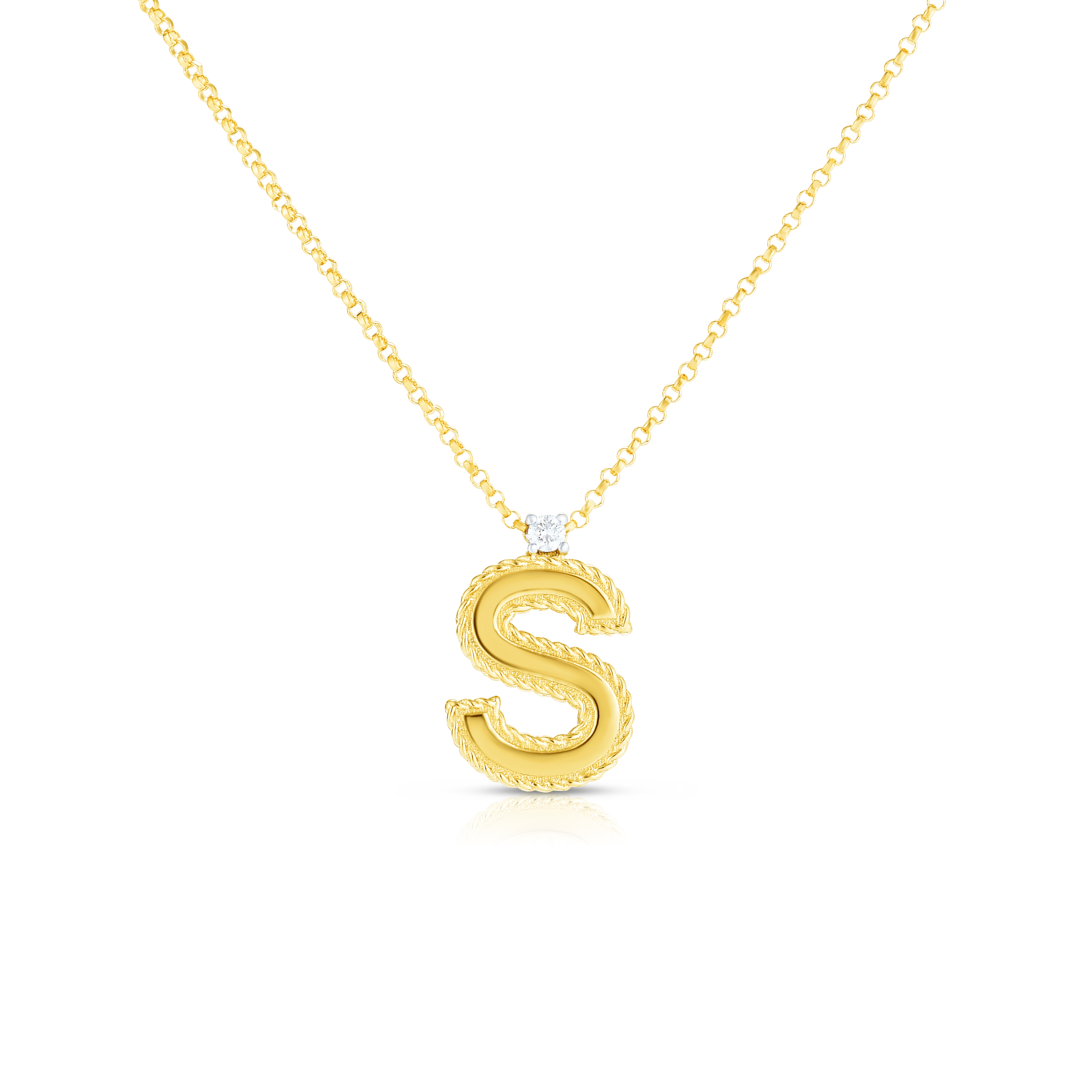 18k Yellow Gold Princess Block Letter s Necklace