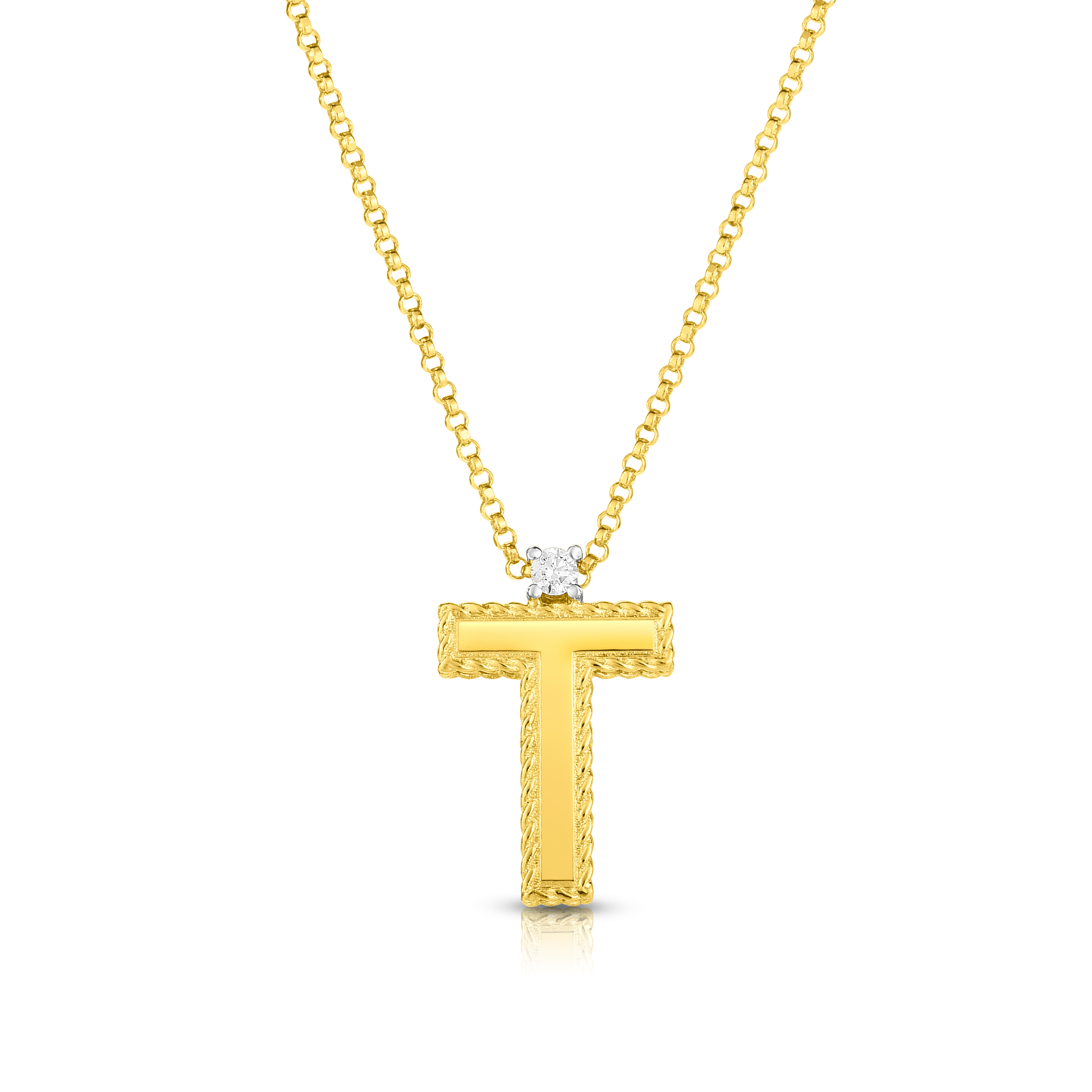 18k Yellow Gold Princess Block Letter t Necklace