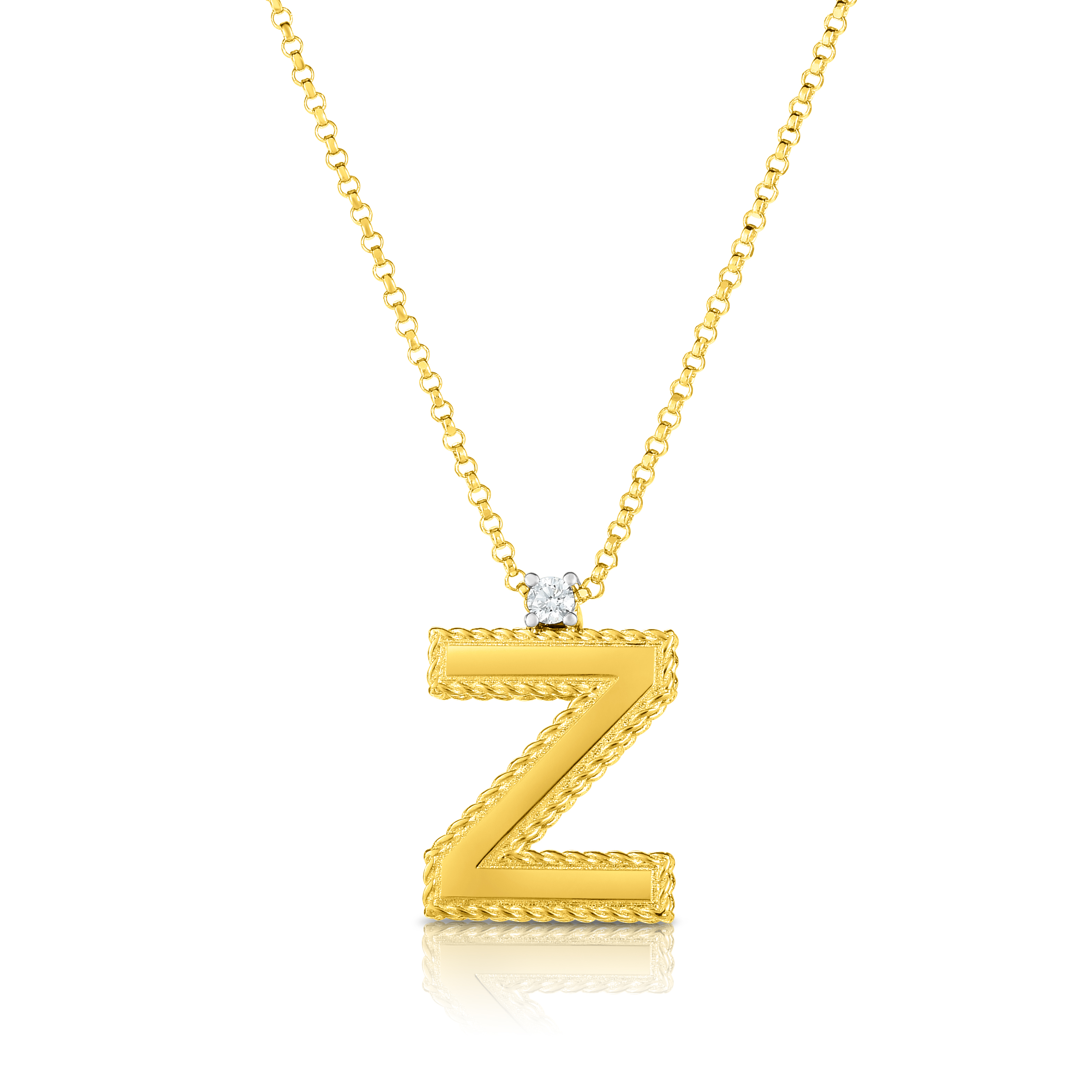 18k Yellow Gold Princess Block Letter z Necklace
