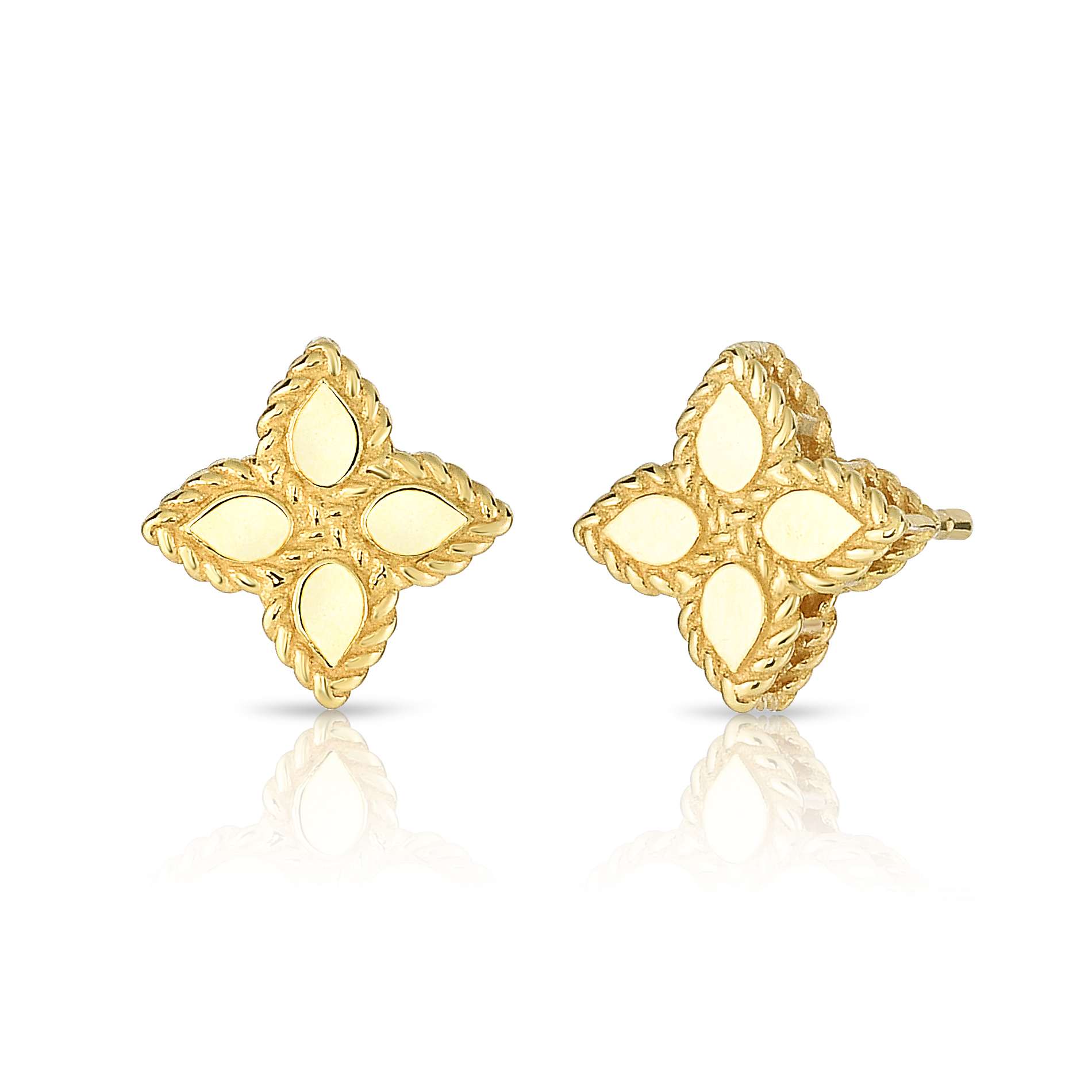 18k Yellow Gold Princess Flower Small Stud Earrings