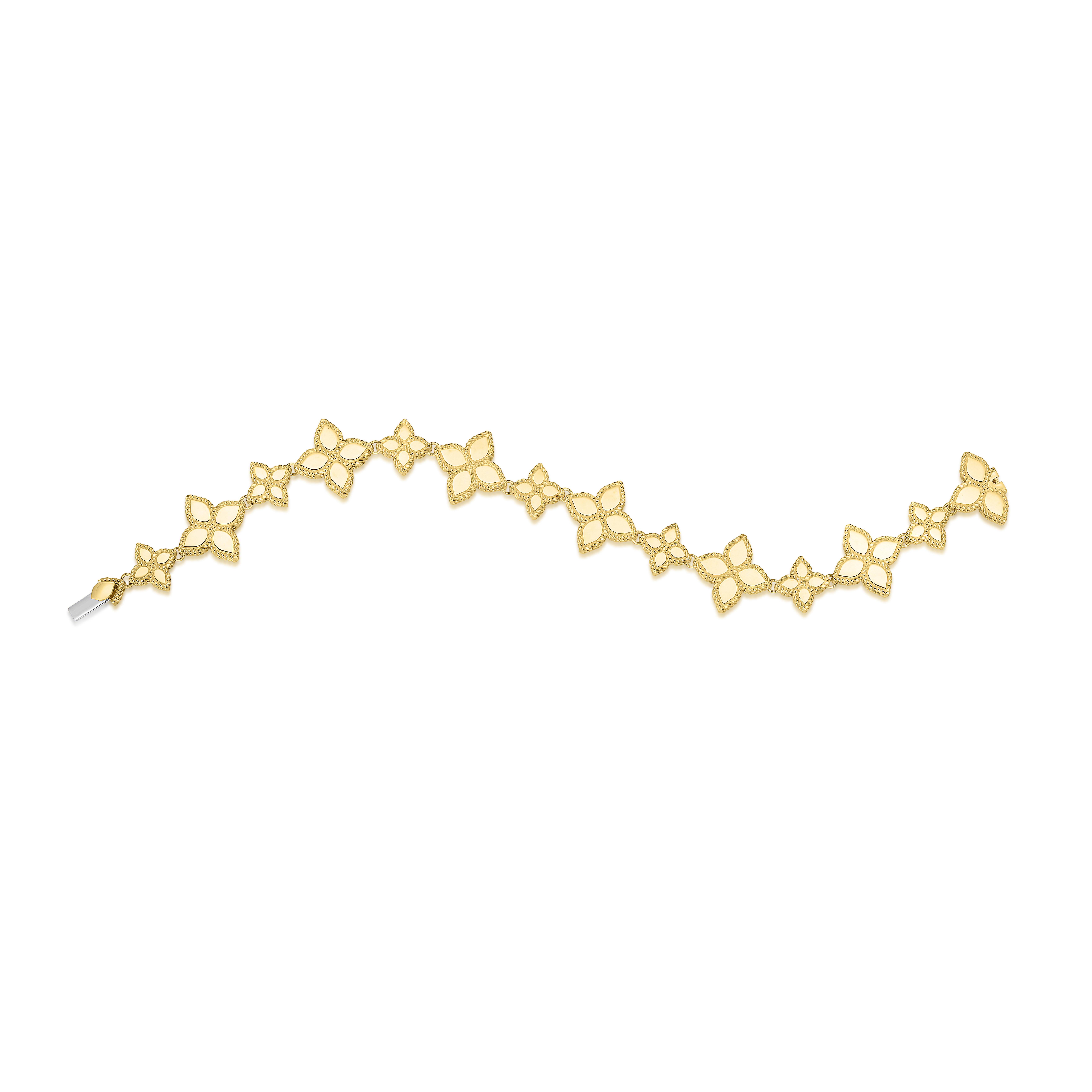 18k Yellow Gold Princess Flower Alternating Flower Bracelet