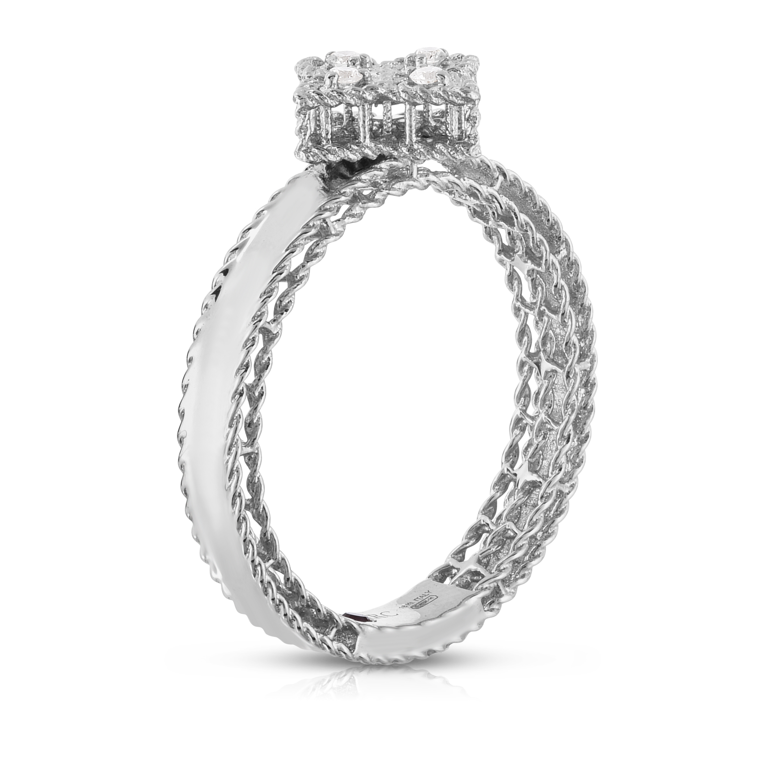 18k White Gold Princess Flower Small Diamond Ring