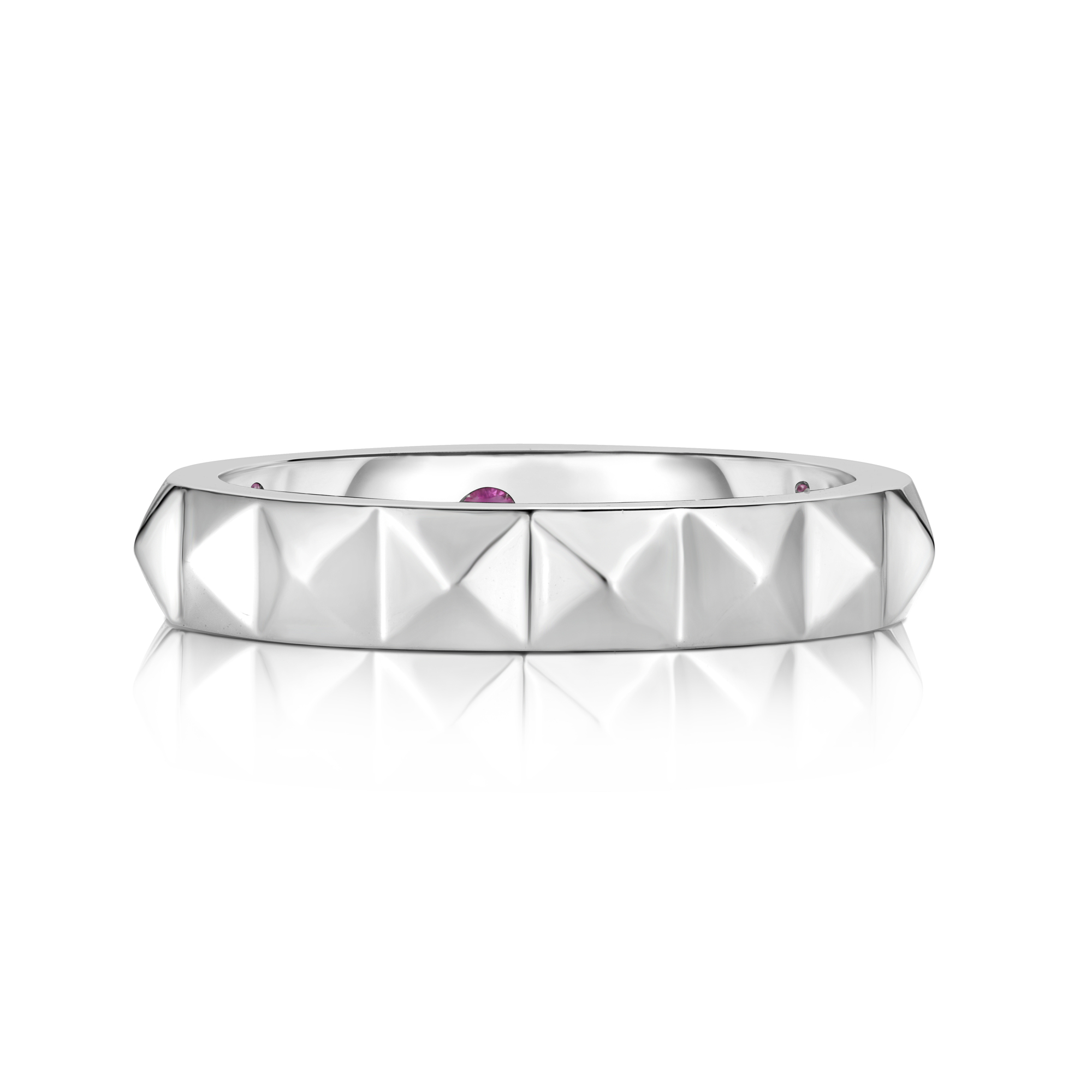 18k White Gold Obelisco Single Row Ring