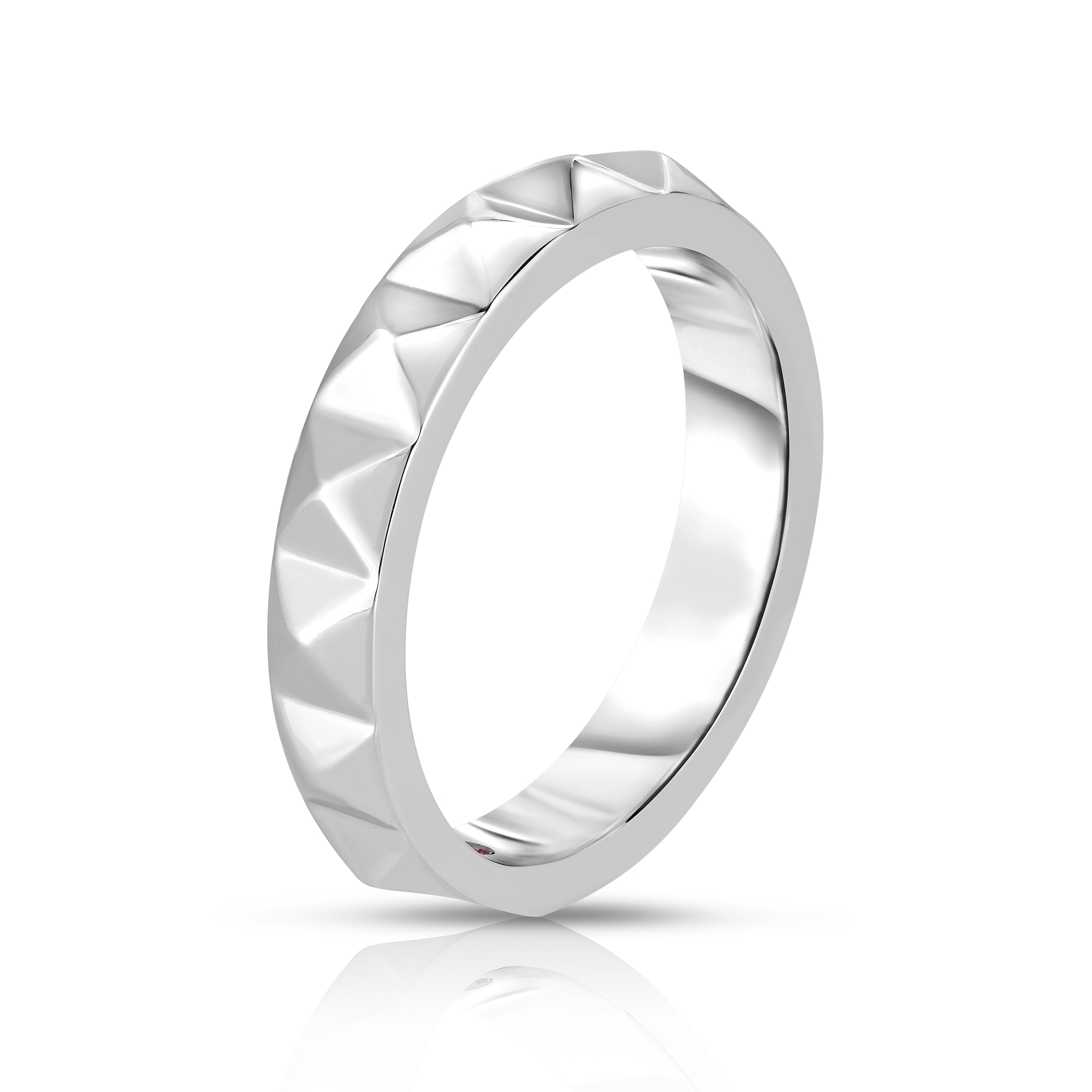 18k White Gold Obelisco Single Row Ring