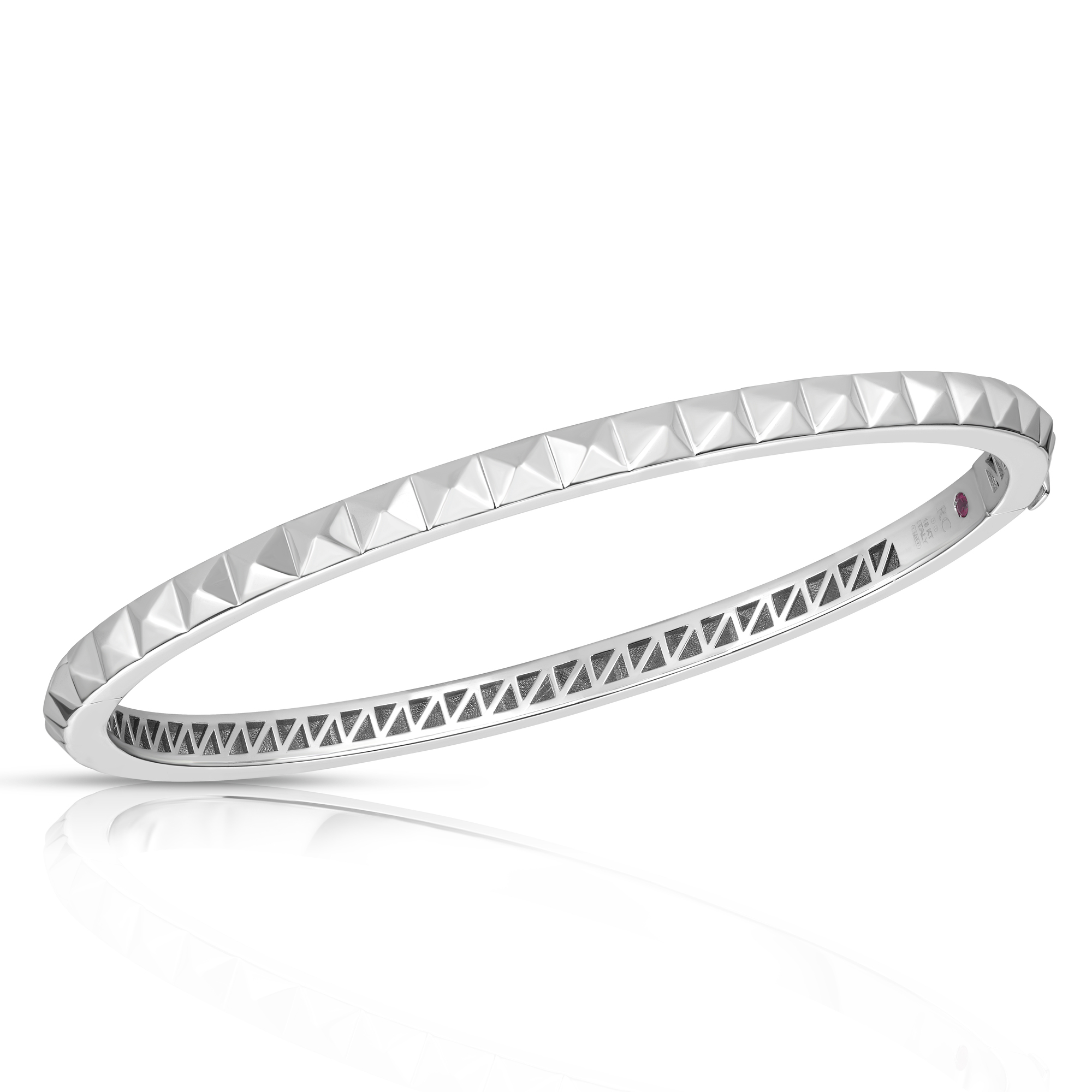 18k White Gold Obelisco Single Row Bangle