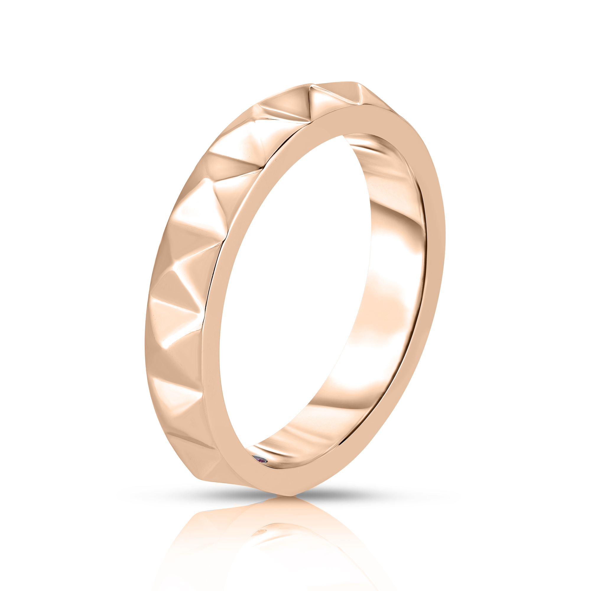 18k Rose Gold Obelisco Single Row Ring