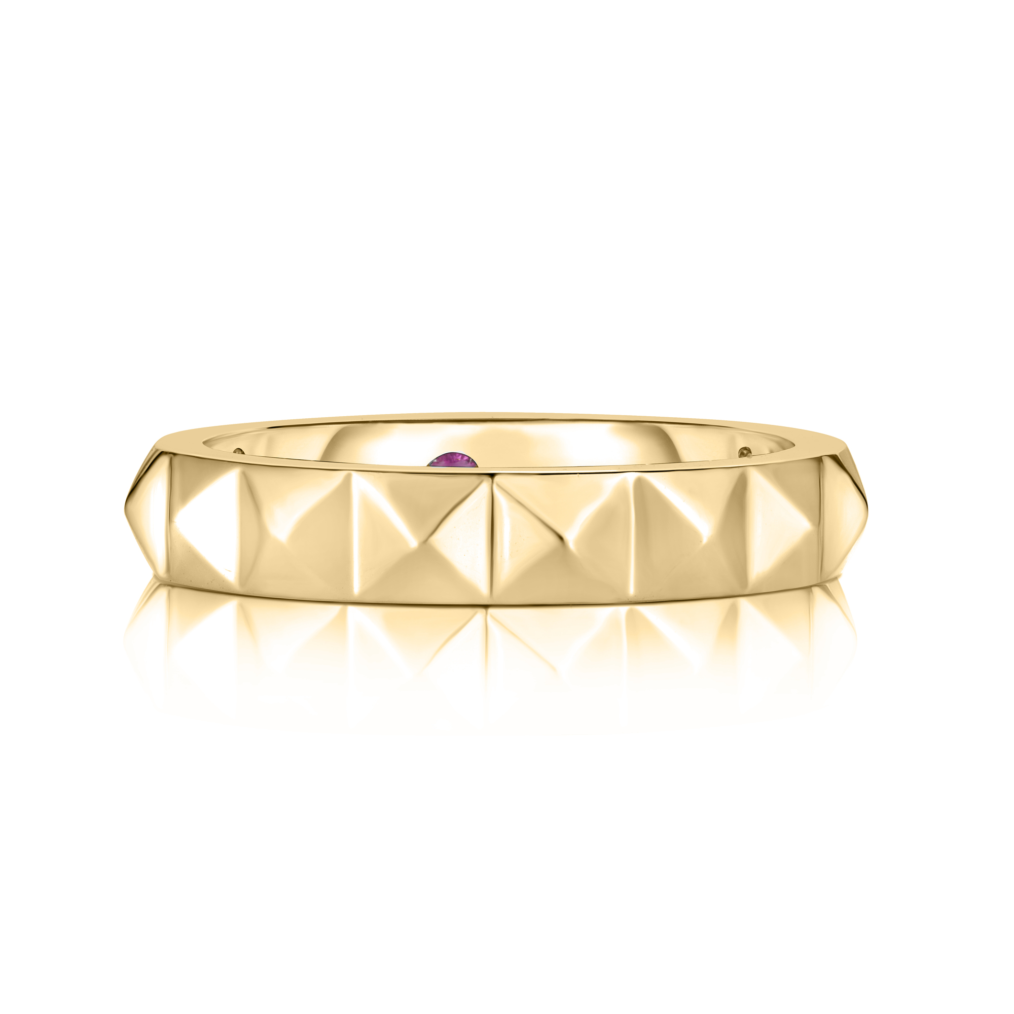 18k Yellow Gold Obelisco Single Row Ring