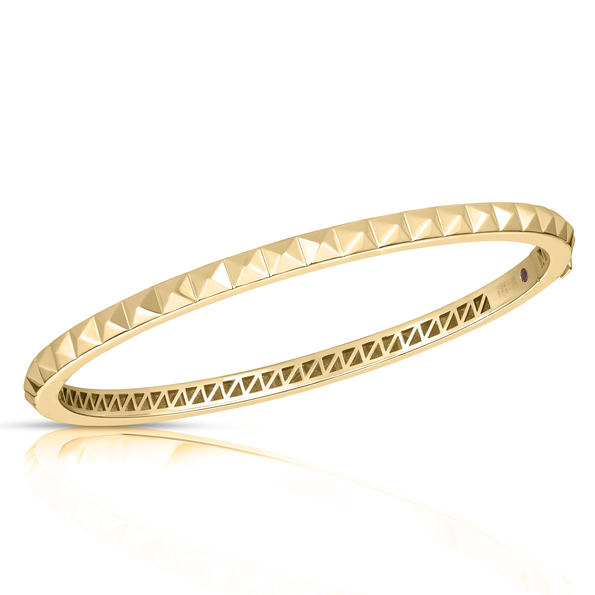 18k Yellow Gold Obelisco Single Row Bangle