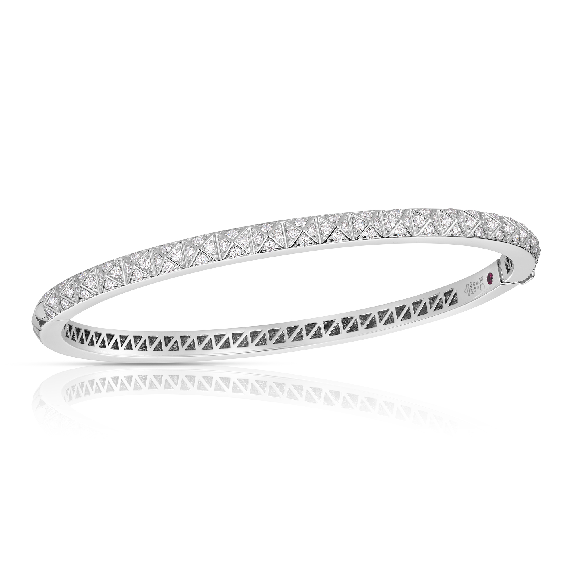 18k White Gold Obelisco Single Row Pave Diamond Bangle