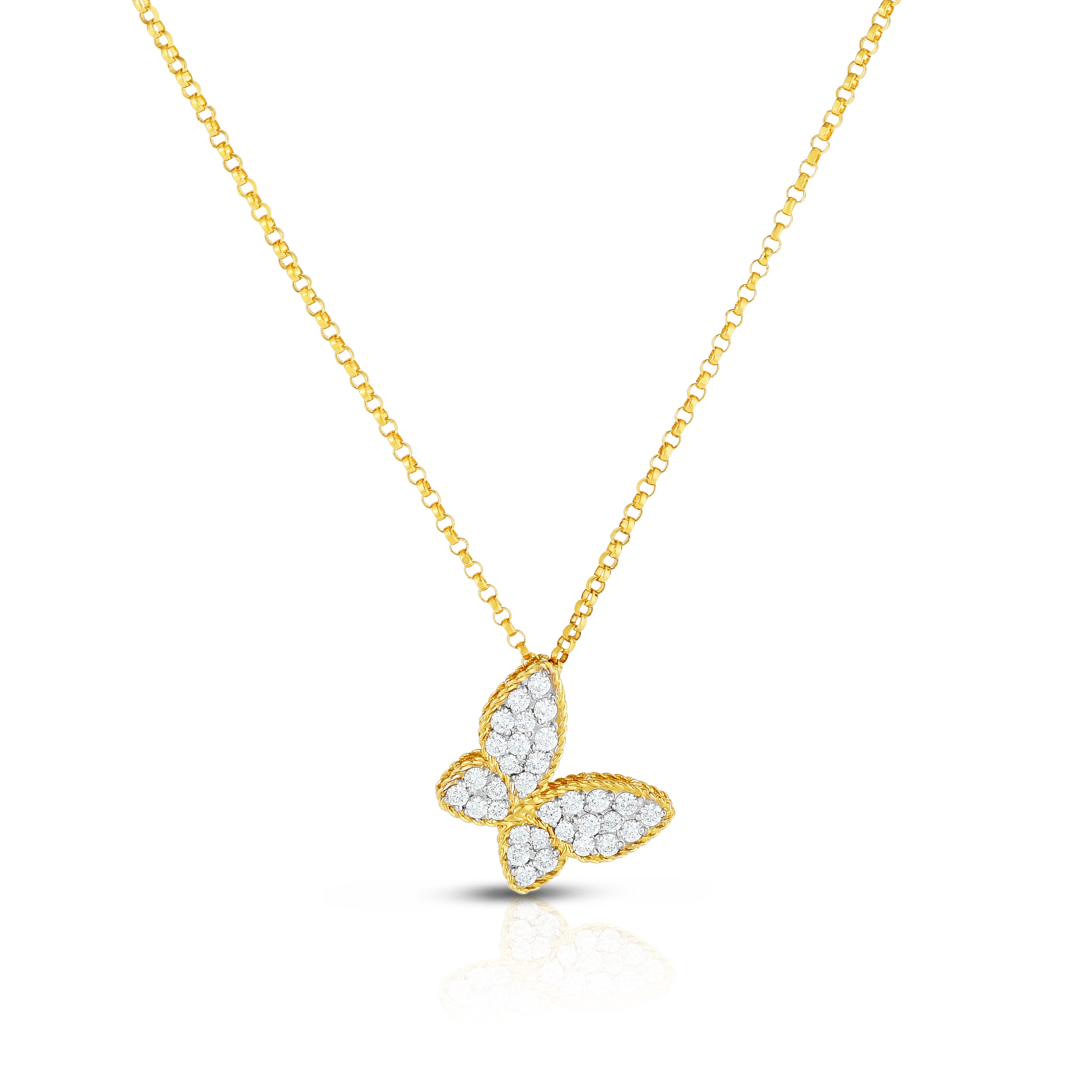 18k Yellow/white Gold Princess Diamond Butterfly Pendant
