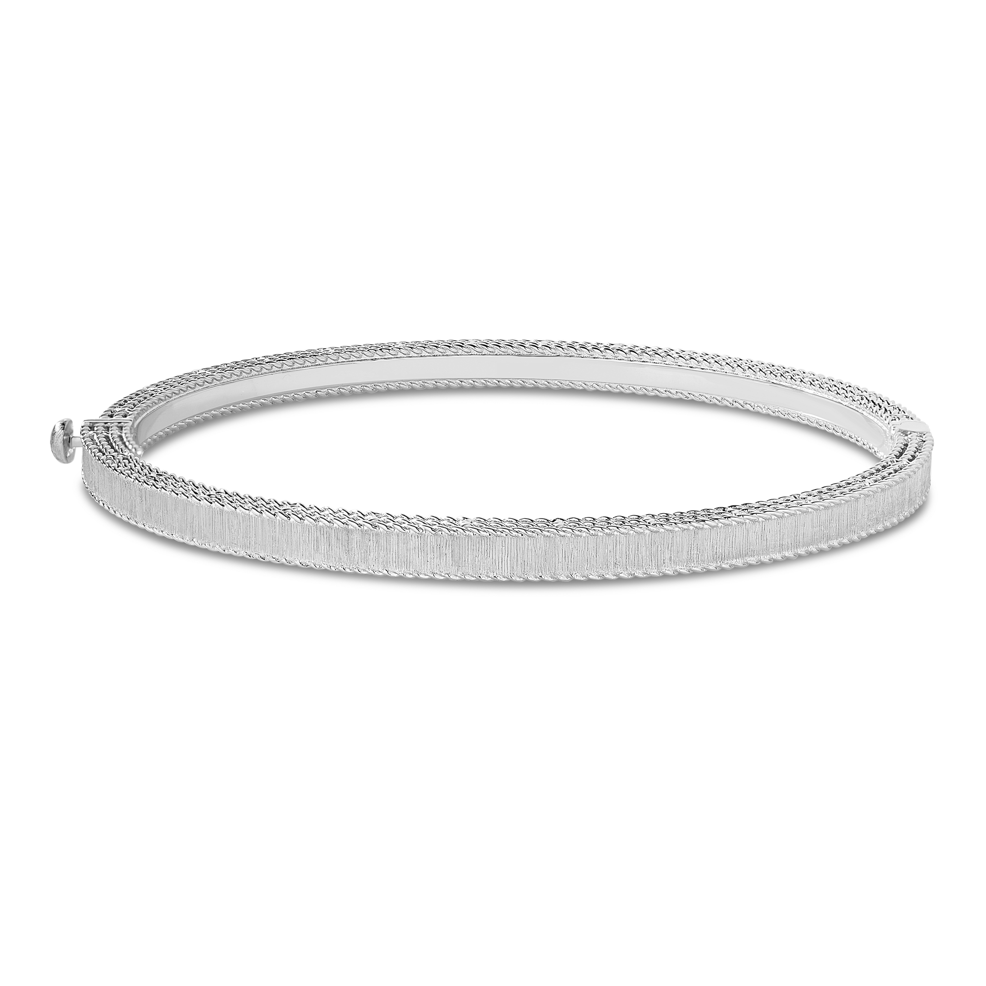 18k White Gold Princess Diamond & Ruby Satin Finish Bangle