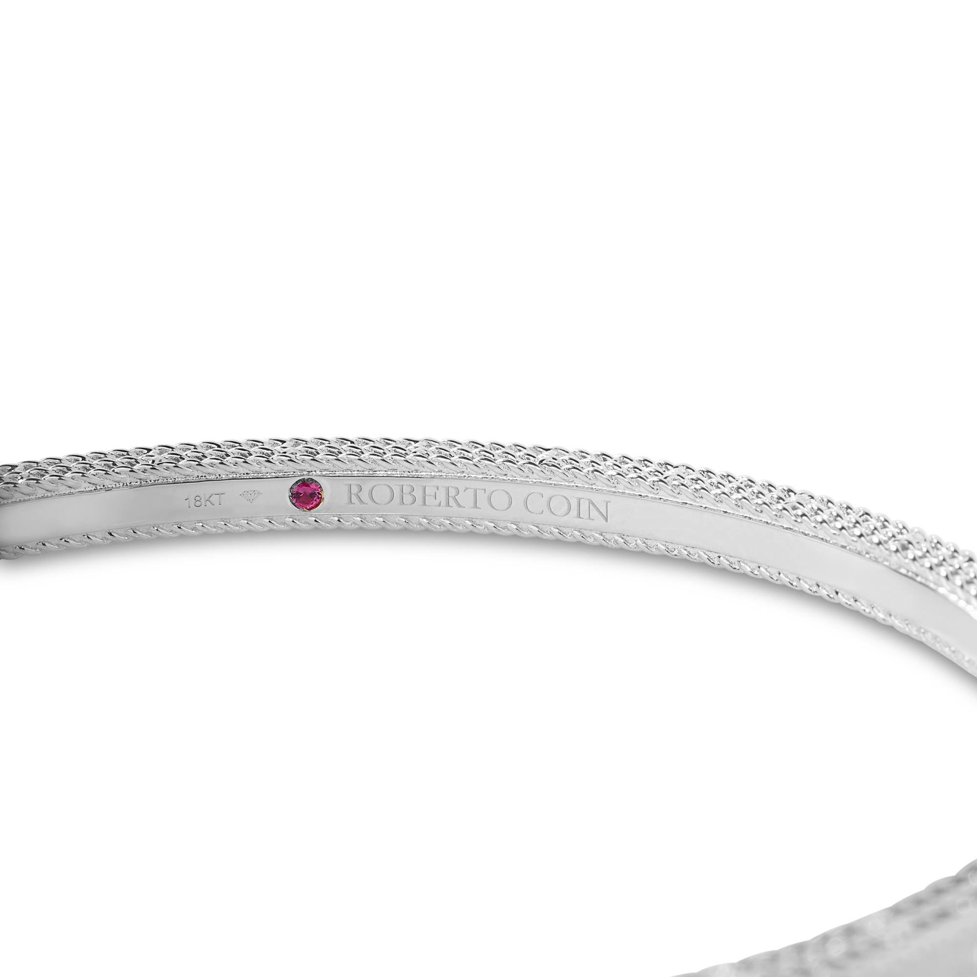 18k White Gold Princess Diamond & Blue Sapphire Satin Finish Bangle