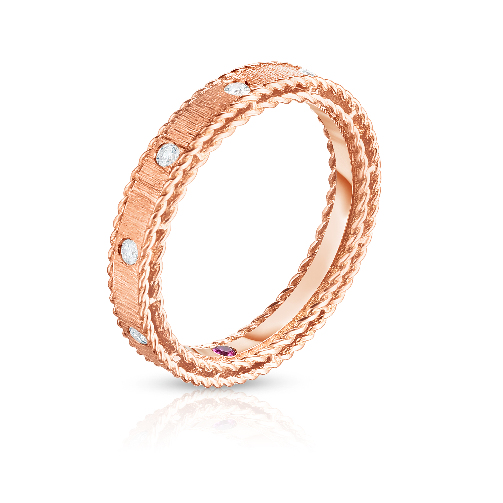 18k Rose Gold Princess Diamond & Satin Finish Ring