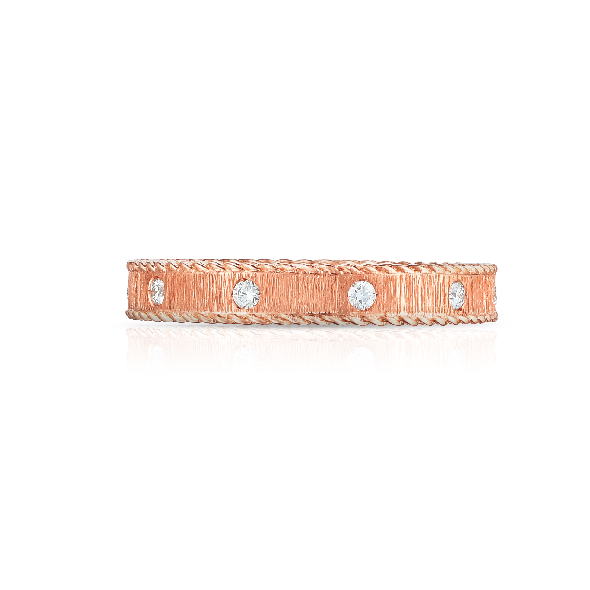 18k Rose Gold Princess Diamond & Satin Finish Ring