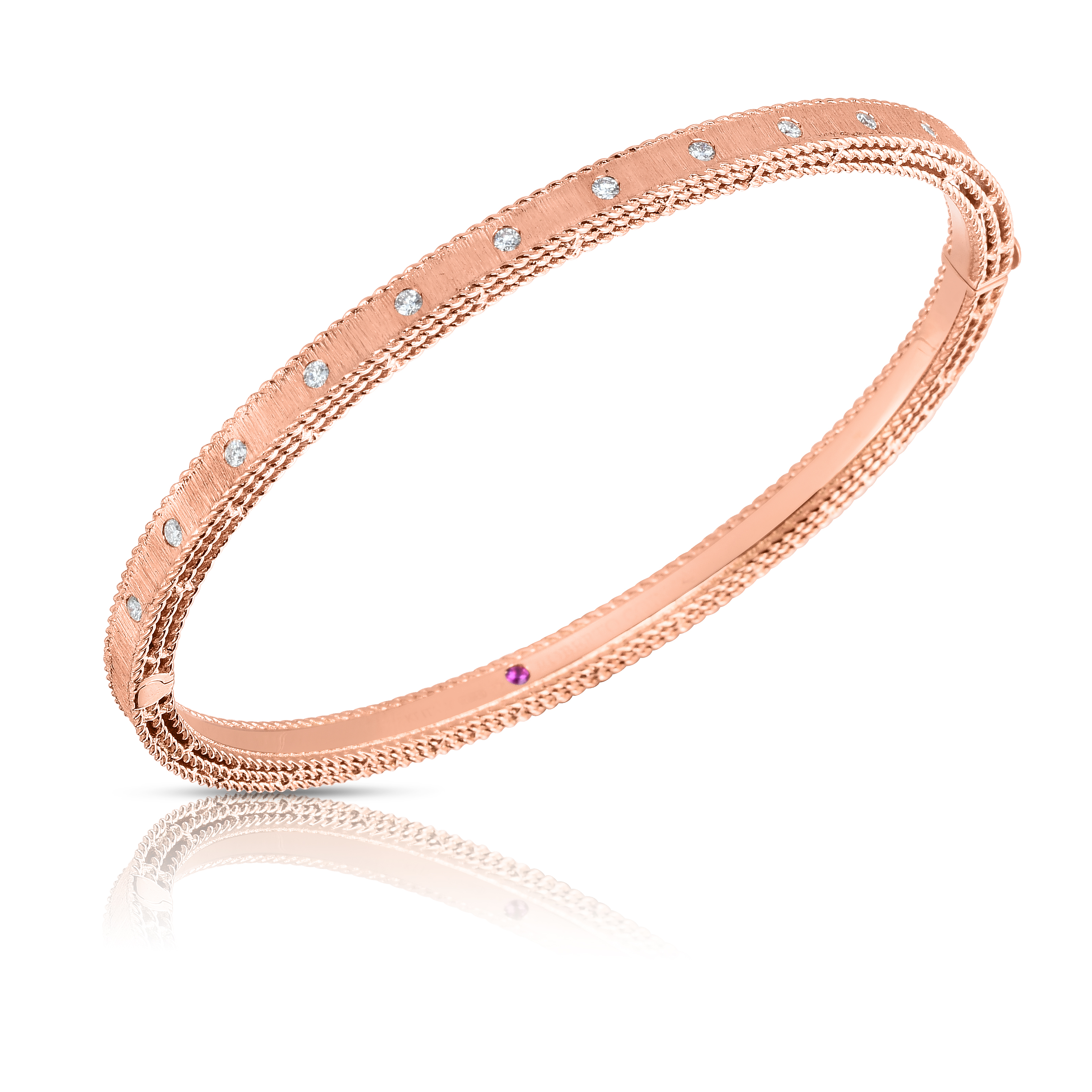 18k Rose Gold Princess Diamond & Satin Finish Bangle