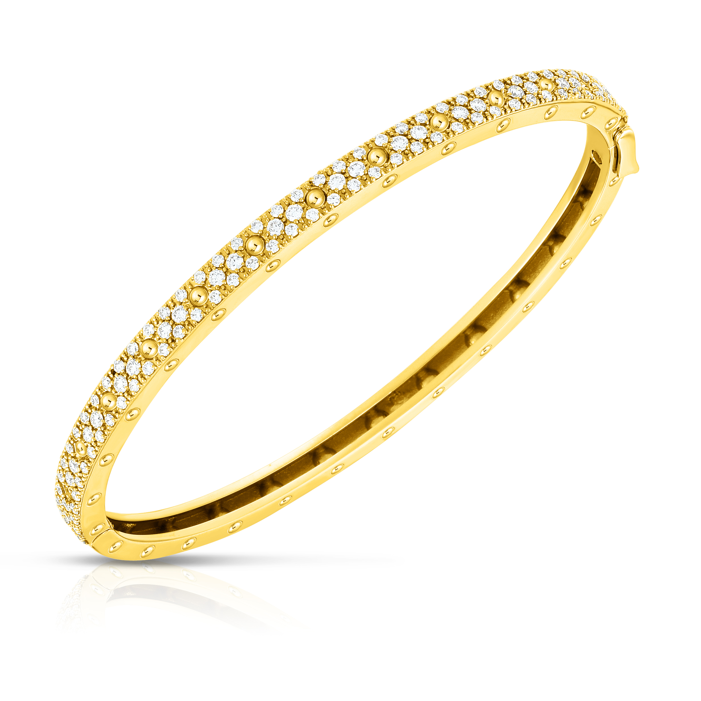 18k Yellow Gold Pois Mois Pave Oval Bangle