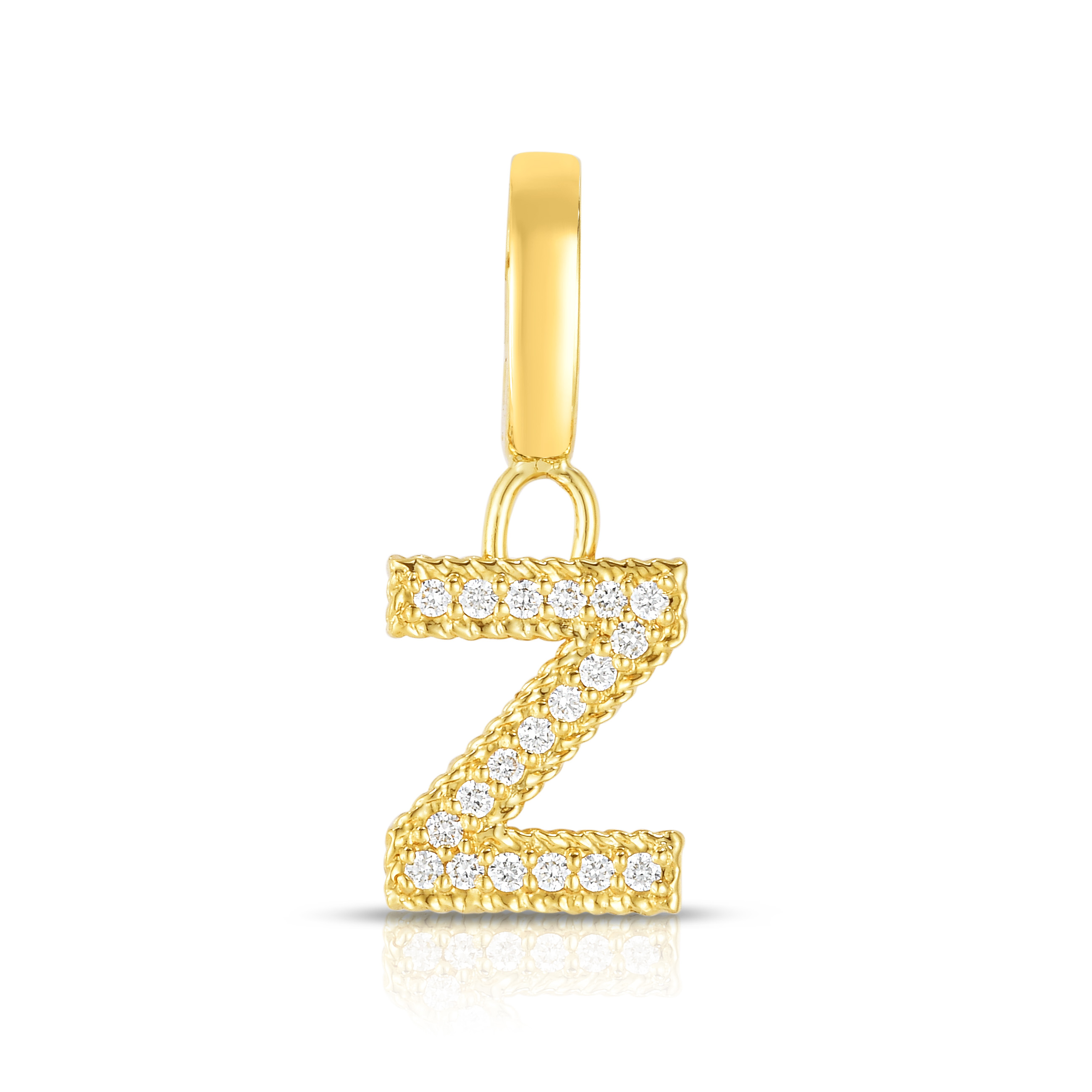 18k Yellow Gold Princess Diamond Letter 'z' Charm