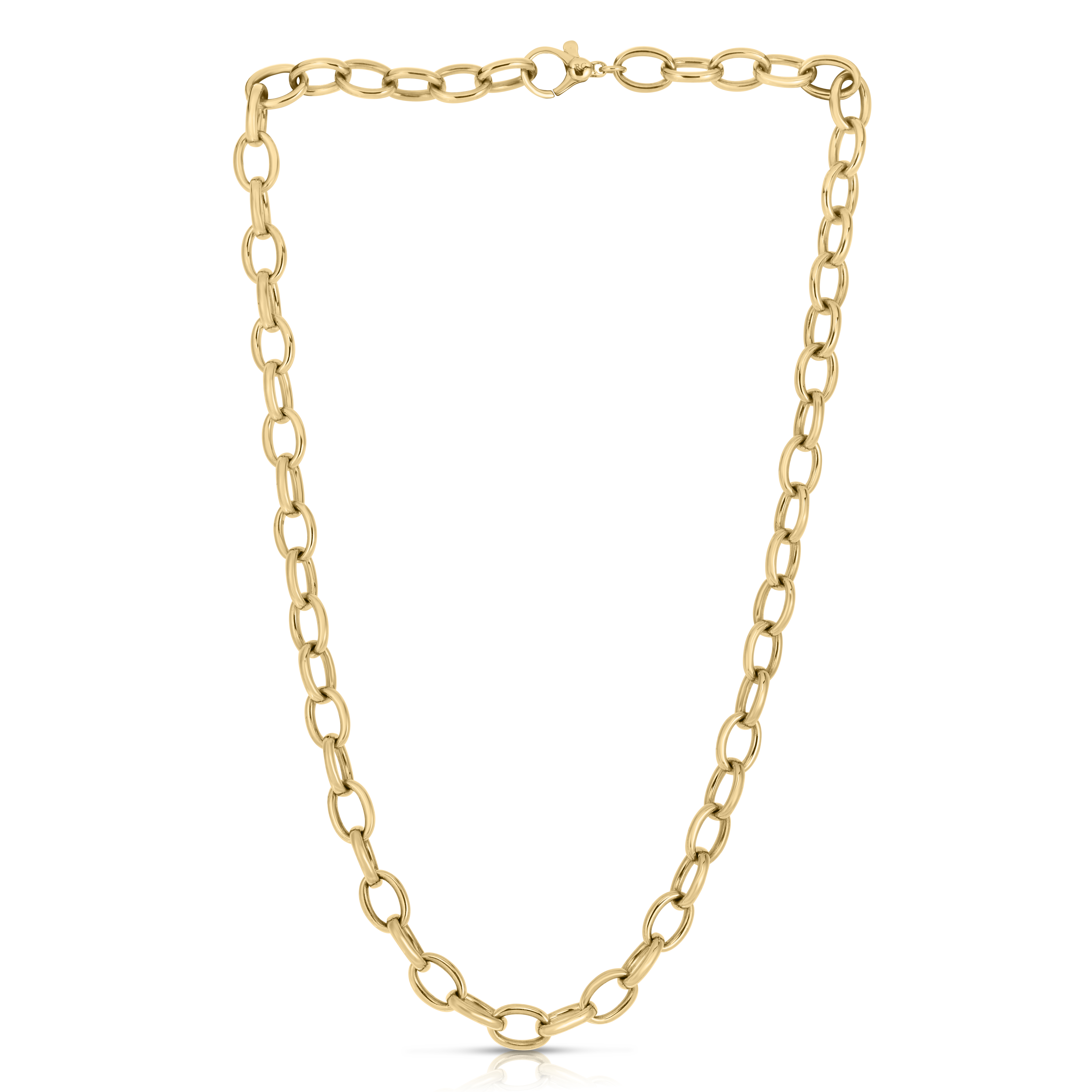 18k Yellow Designer Gold Oval Link Charm Necklace