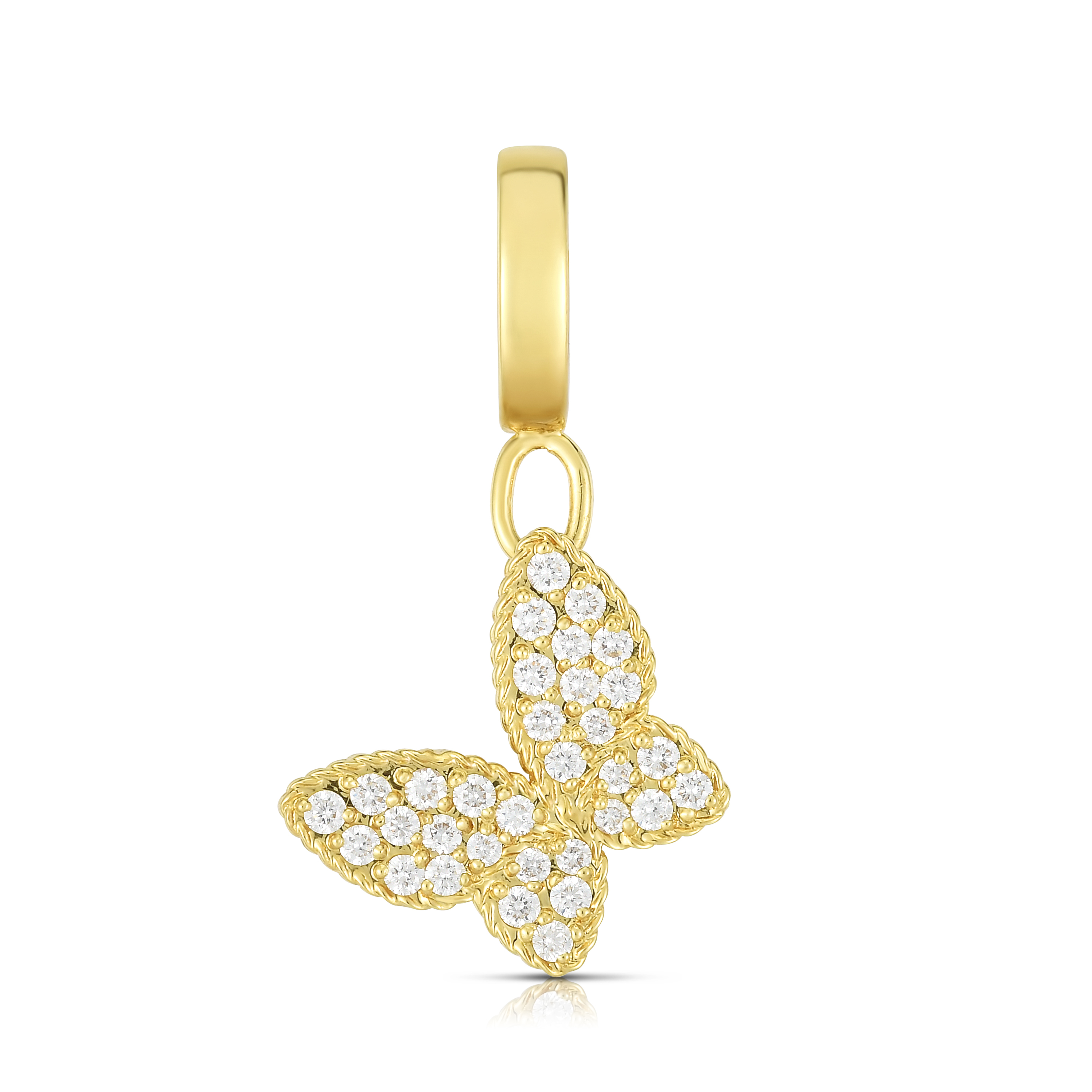 18k Yellow Gold Princess Diamond Butterfly Charm