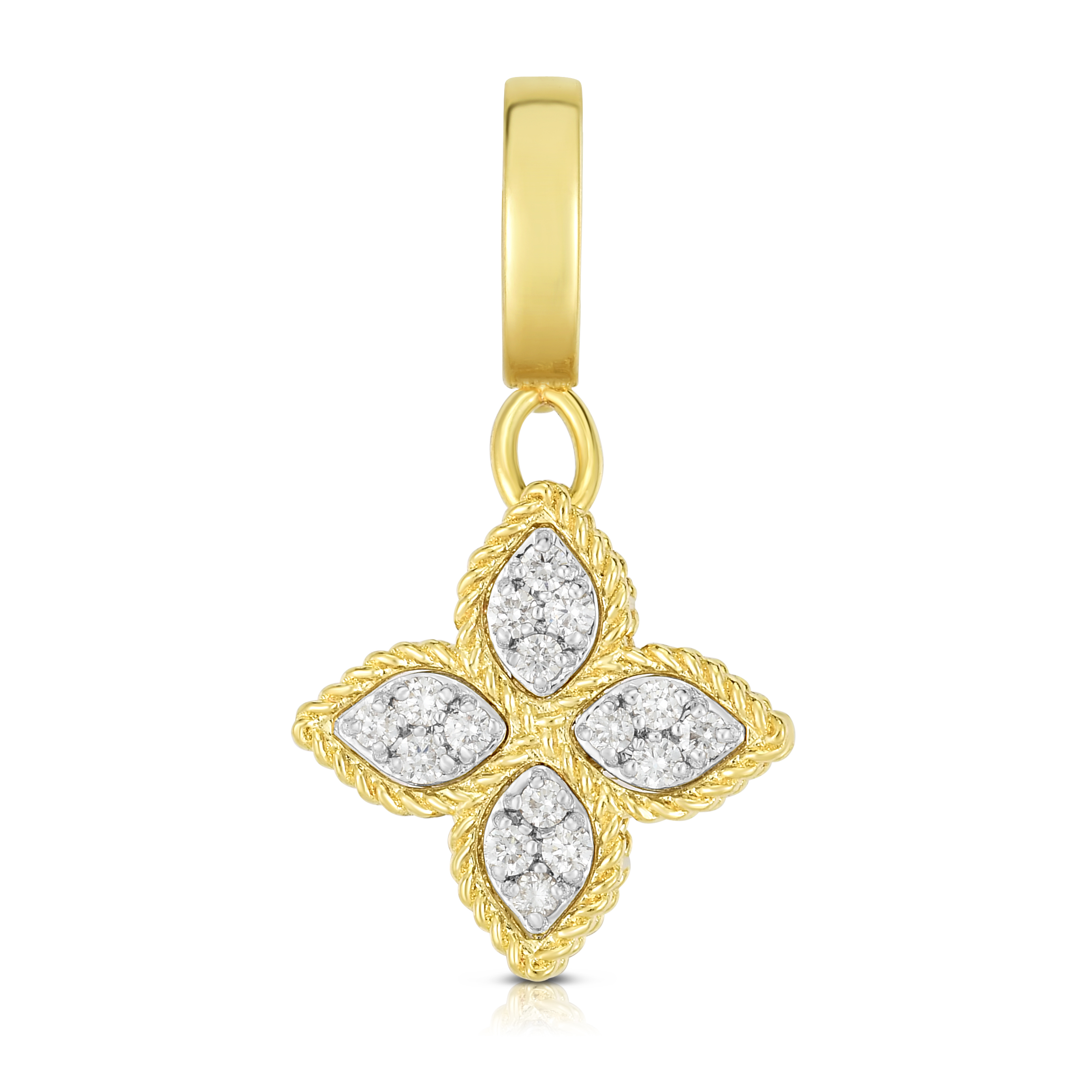 18k Yellow/white Gold Princess Flower Diamond Charm